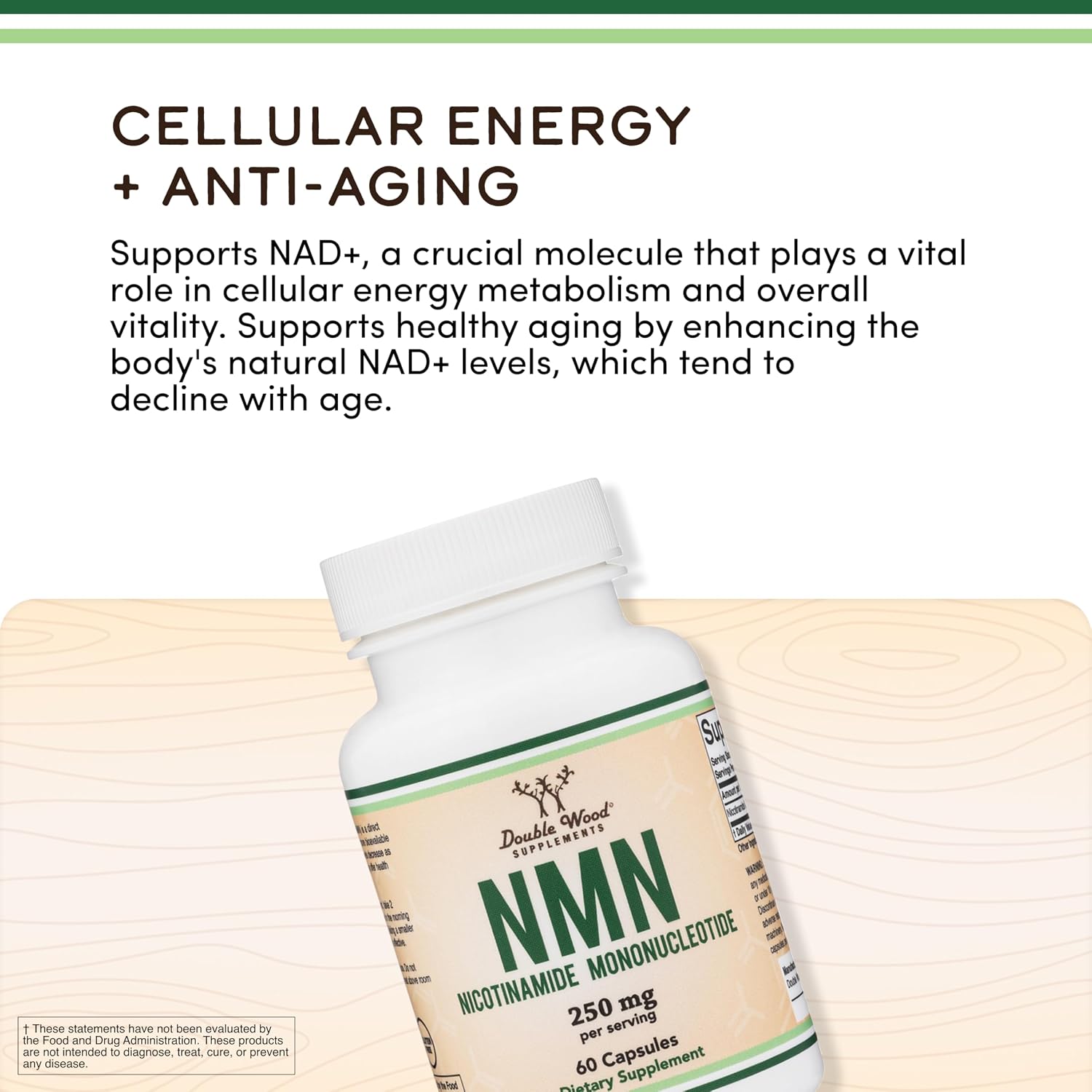 NMN 250mg per Serving, 99% Purity, Cellular Energy & Healthy Aging, 60 Caps | Supports Cellular Energy & NAD+, Antioxidant & Healthy Aging