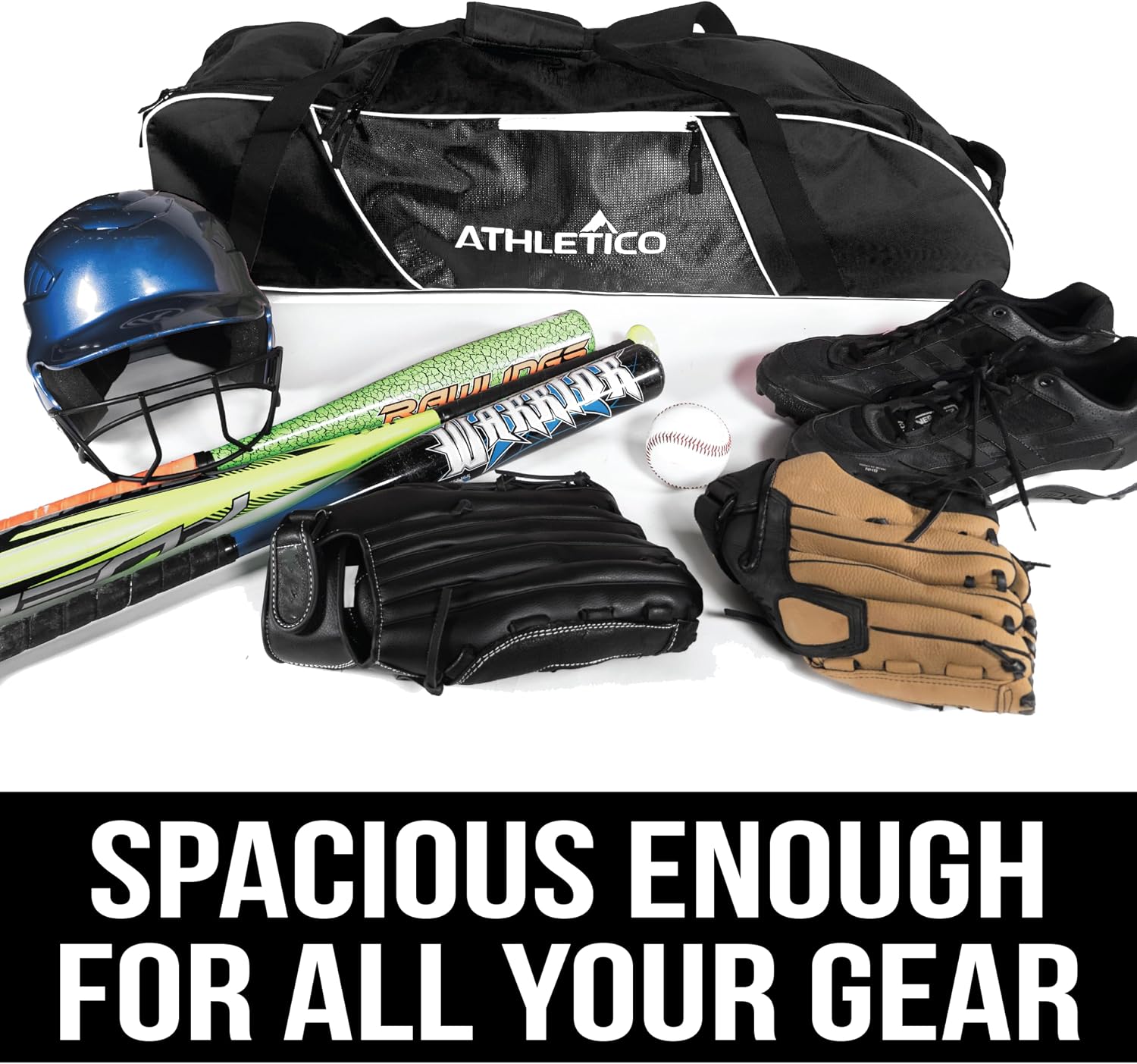 Athletico Rolling Baseball Bag Black