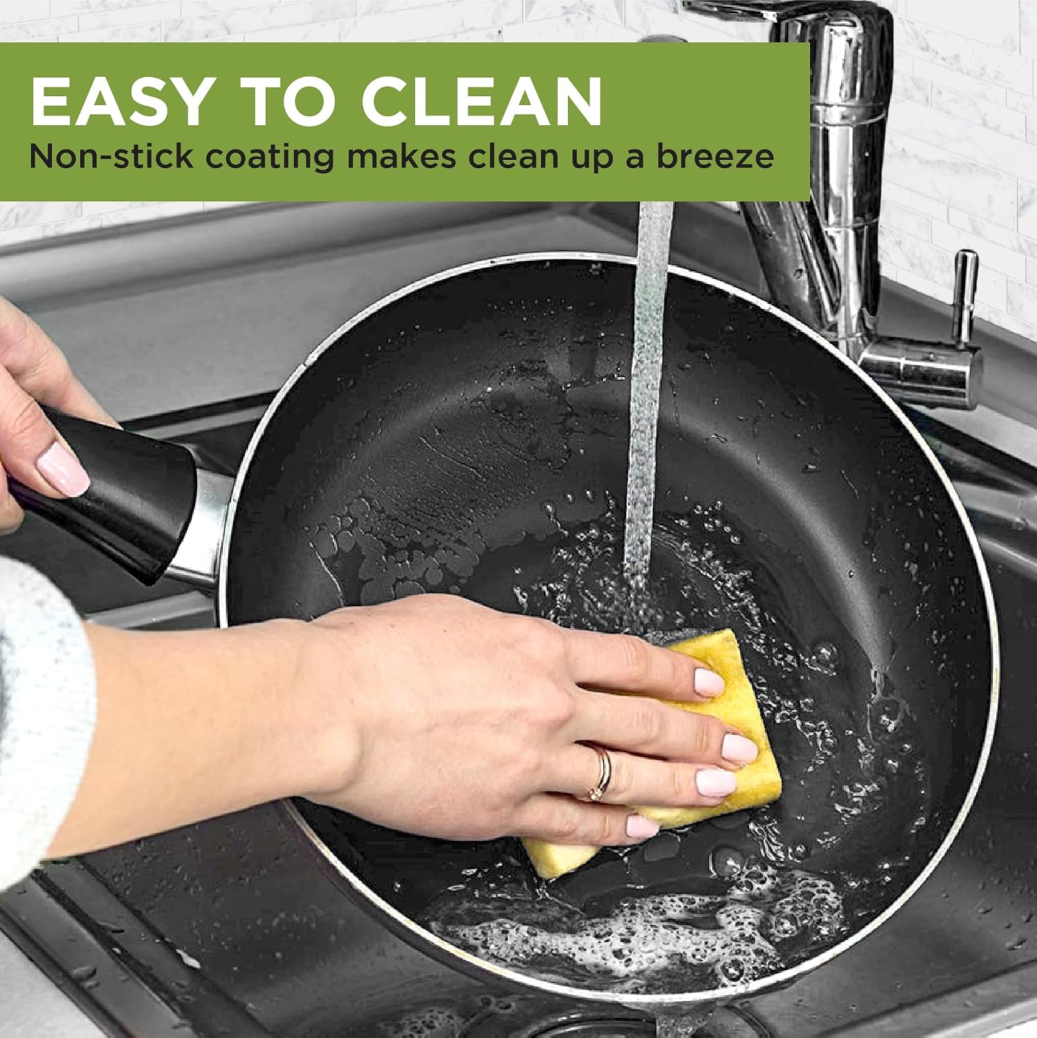 Ecolution Easy Clean Ceramic Nonstick Cookware Set, Dishwasher Safe Kitchen Pots and Pans Set, Comfort Grip Handle, Even Heating