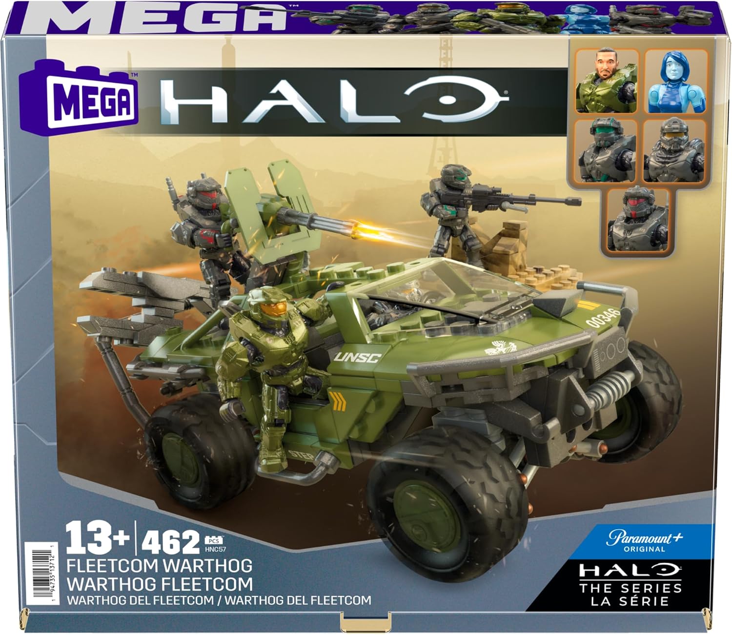 MEGA Halo the Series Vehicle Building Toys Set, FLEETCOM Warthog ATV with 469 Pieces, 5 Micro Action Figures, Poseable Articulation, Kids and Fans