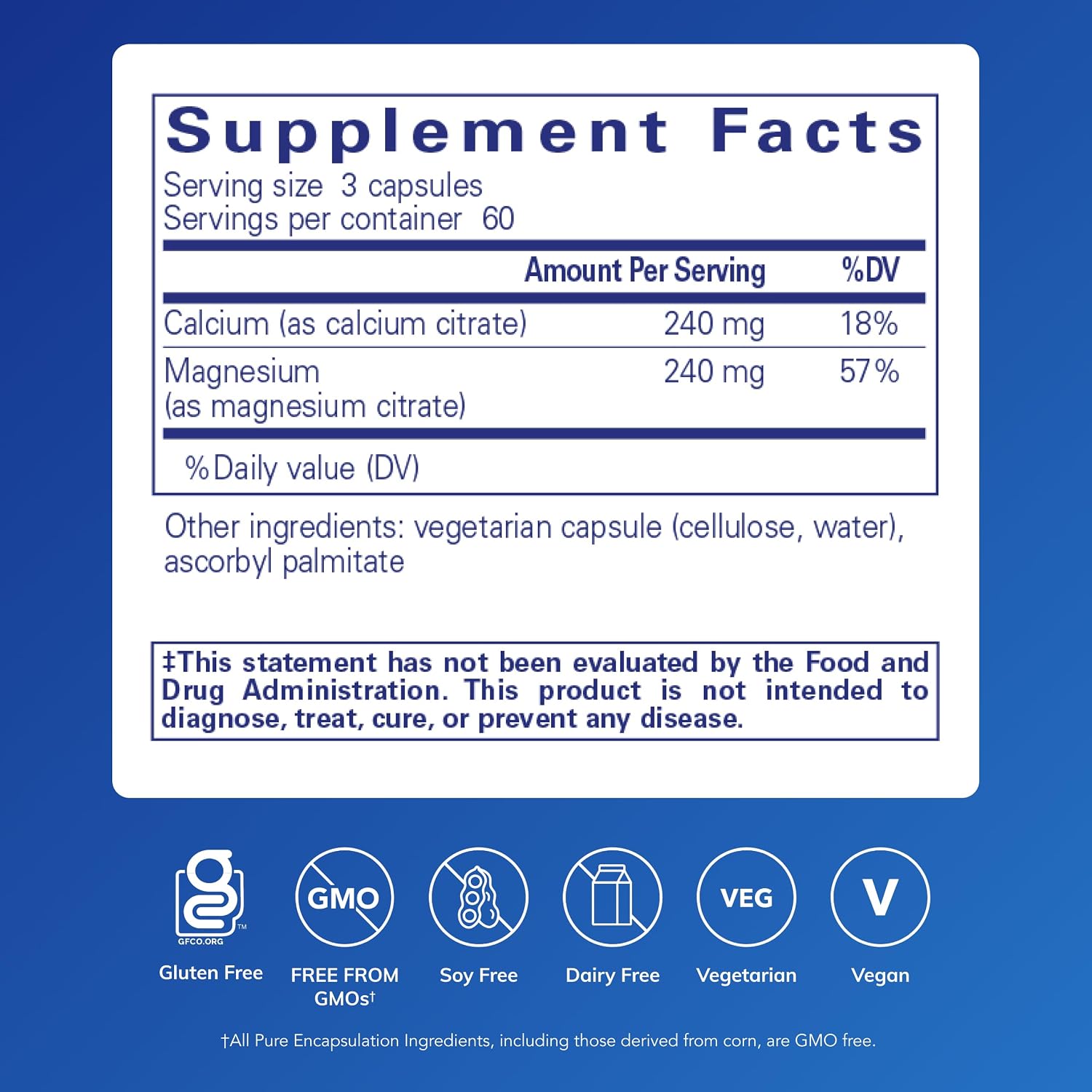 Pure Encapsulations Calcium Magnesium (Citrate) - 240 g Calcium & 240 g Magnesium - Bone Health Support* - Non-GMO & Vegan - 180 Capsules | 240 g Calcium and 240 g Magnesium, Bone Health Support*, Non-GMO and Vegan, Bone Health Support*