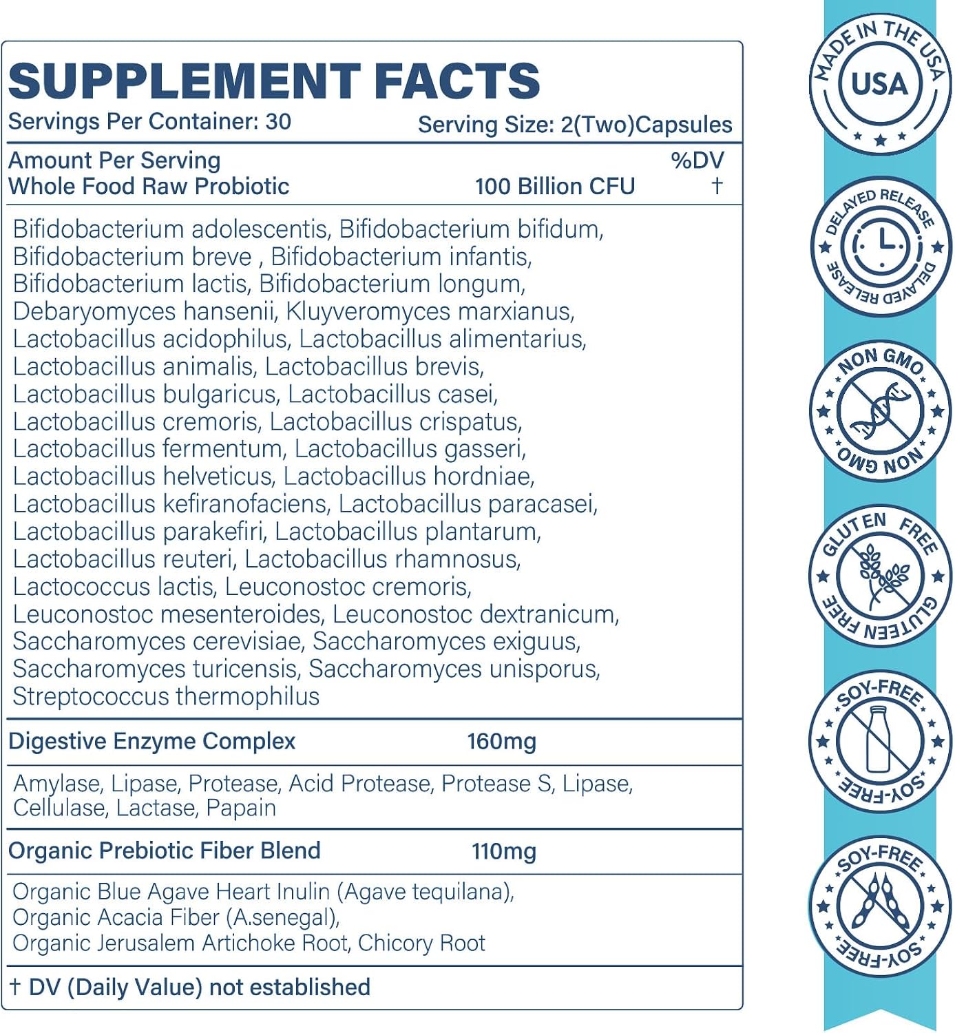 Probiotics for Women and Men, Probiotic + Prebiotic Enzyme Formula for Gut