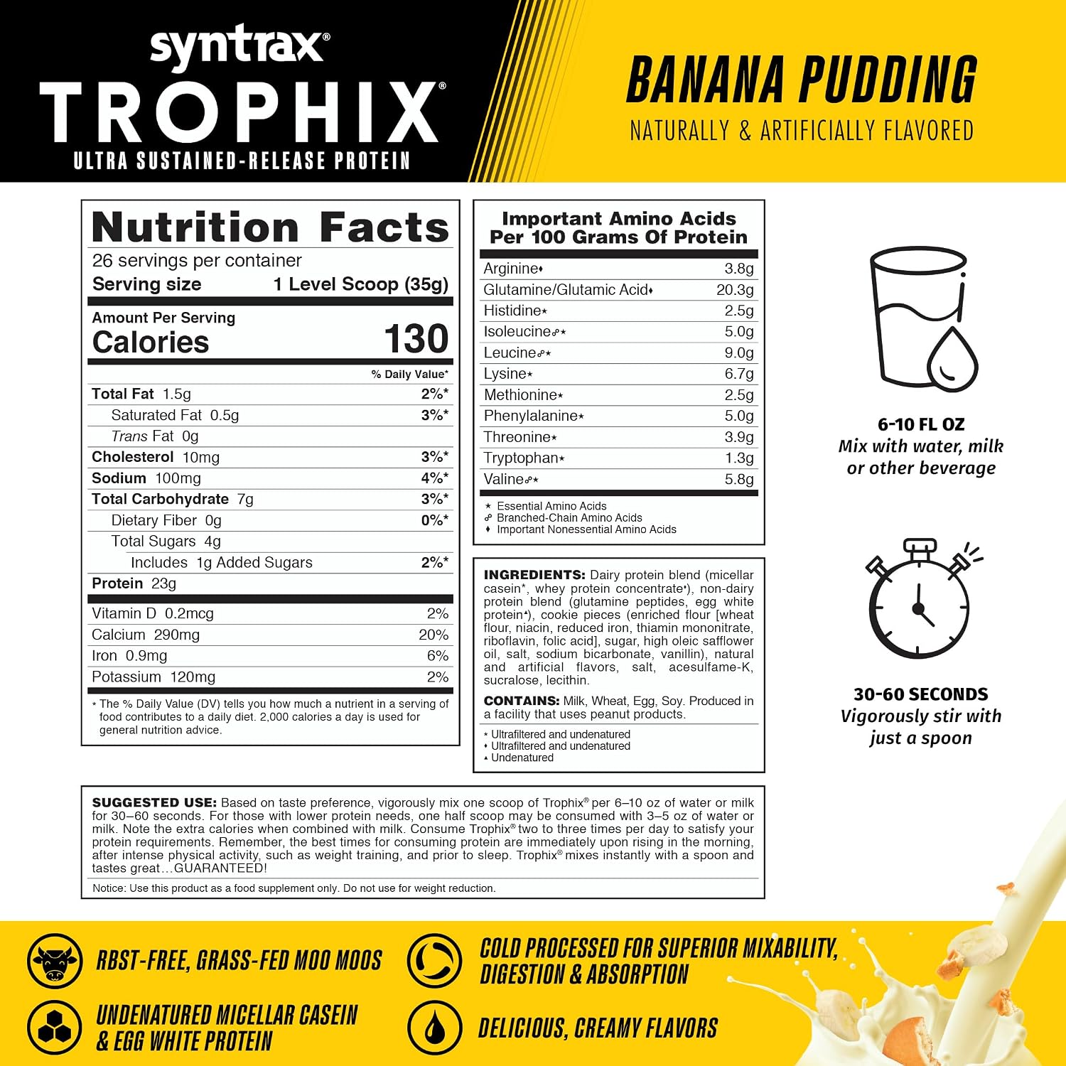 Syntrax Nutrition Trophix, Ultra Sustained-Release Protein Powder Blend, Chocolate Supreme, 5 lbs.