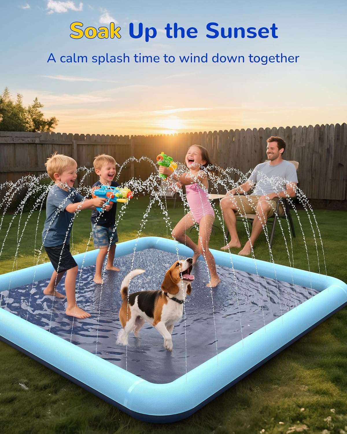 VISTOP 67" Non-Slip Splash Pad for Kids and Dogs, Thickened Sprinkler Pool for Toddlers, Outdoor Backyard Water Toys, Fun Fountain Play Mat for Babies