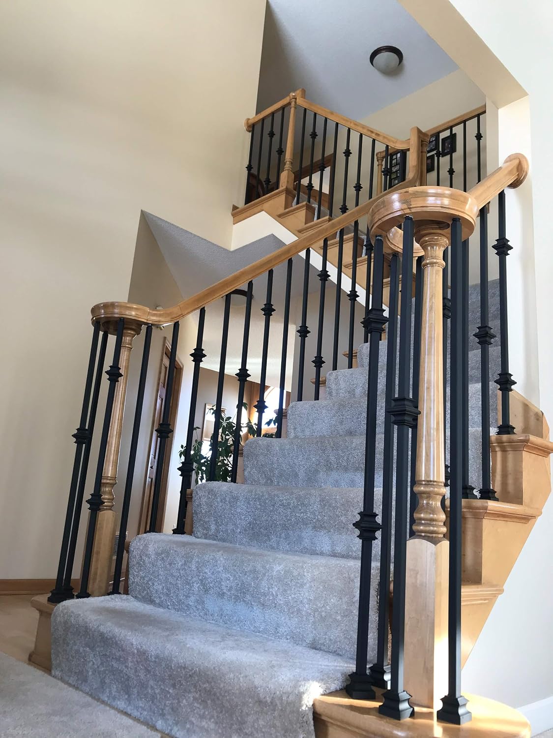 Red Oak 6010-8E 2-1/4 inch Width x 2-3/8 inch Tall Traditional Style Straight Wood Handrail for Stair Remodeling 8 feet Long