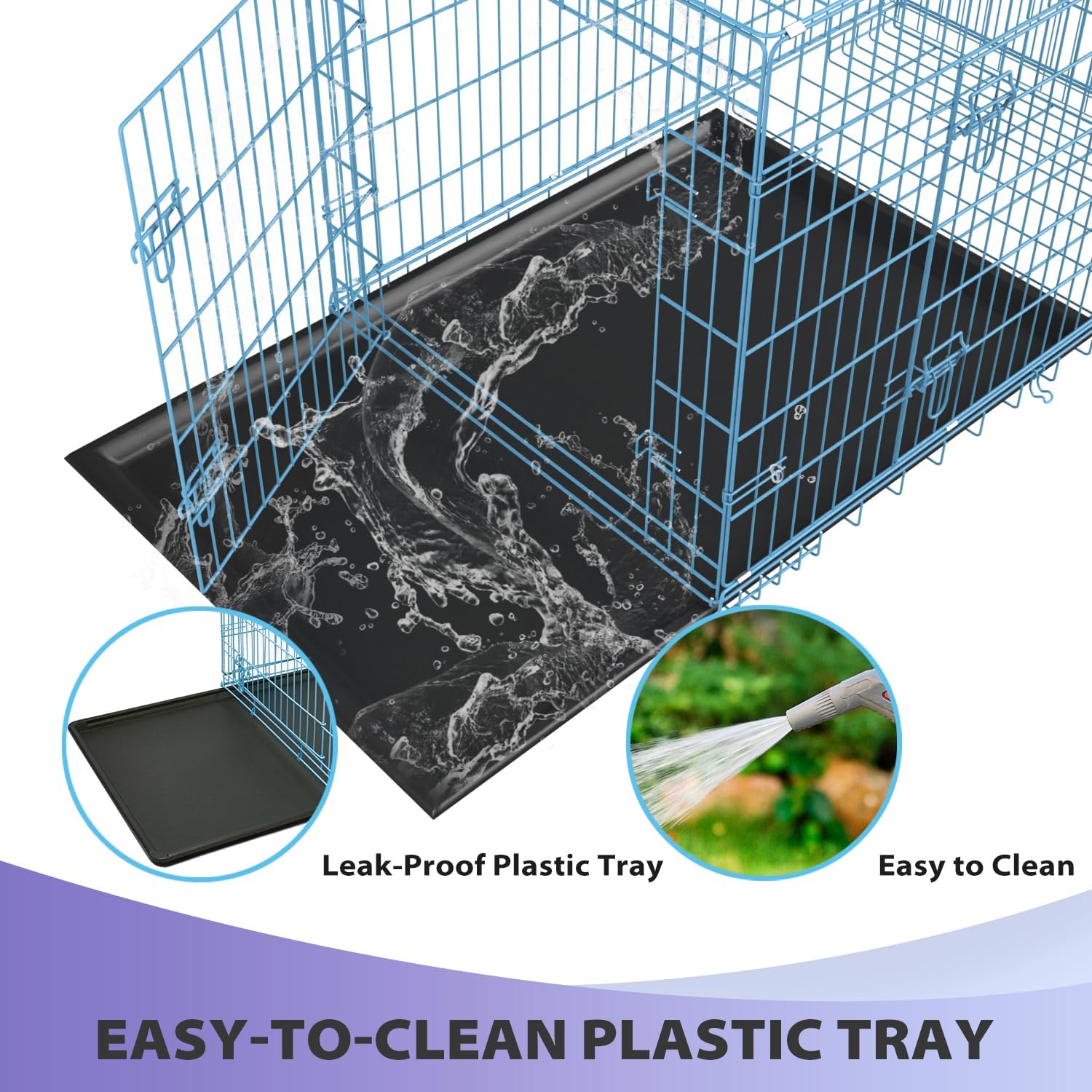 BestPet | Dog Crate | 48" | Black | Foldable Metal Kennel with Double Doors