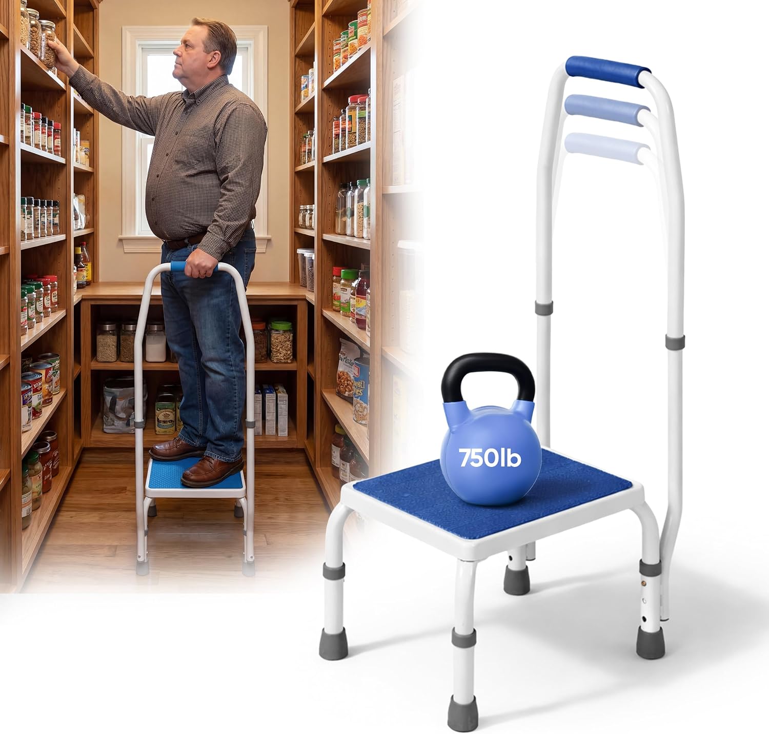 Step Stool with Handle for Elderly, Bed Step Stools for Seniors WithHandles