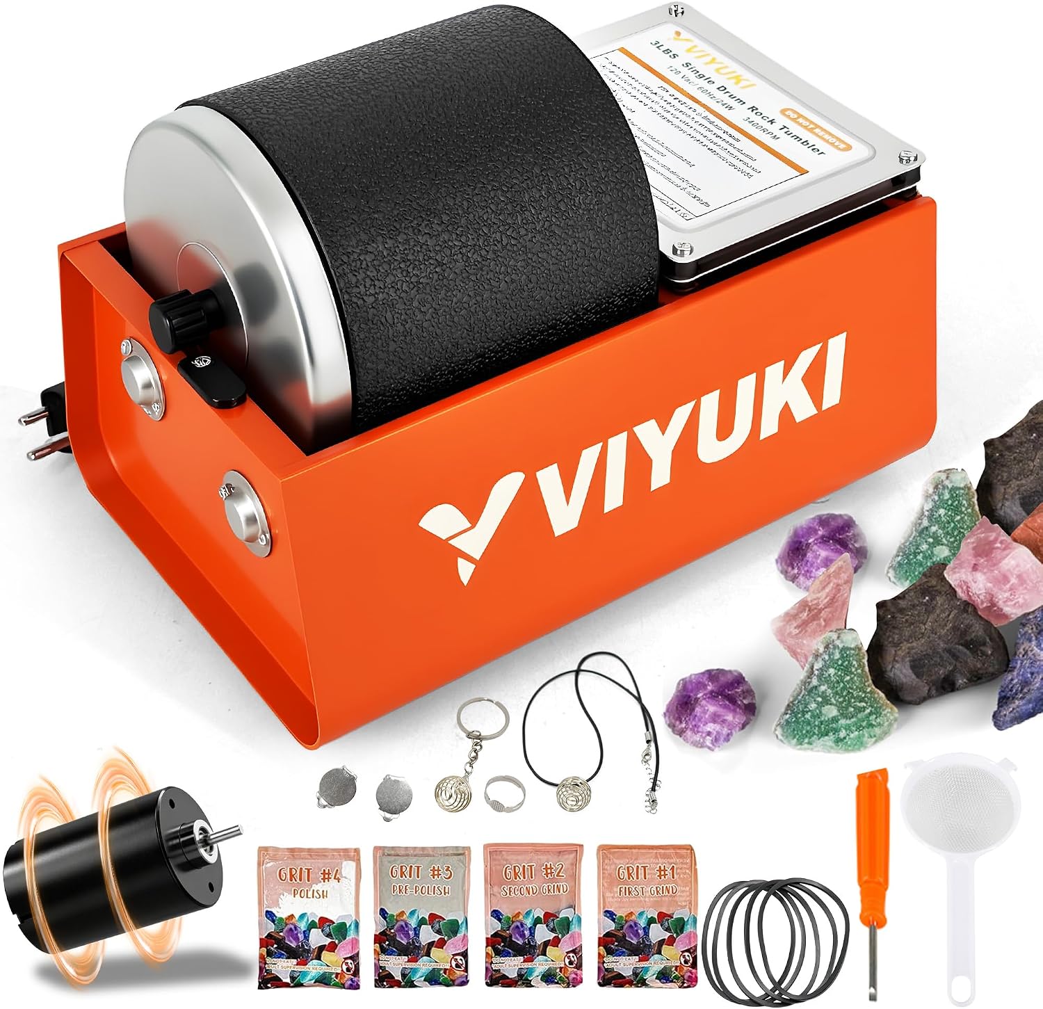 Professional Rock Tumbler Kit -6LB Rock Polisher(Double Barrel)