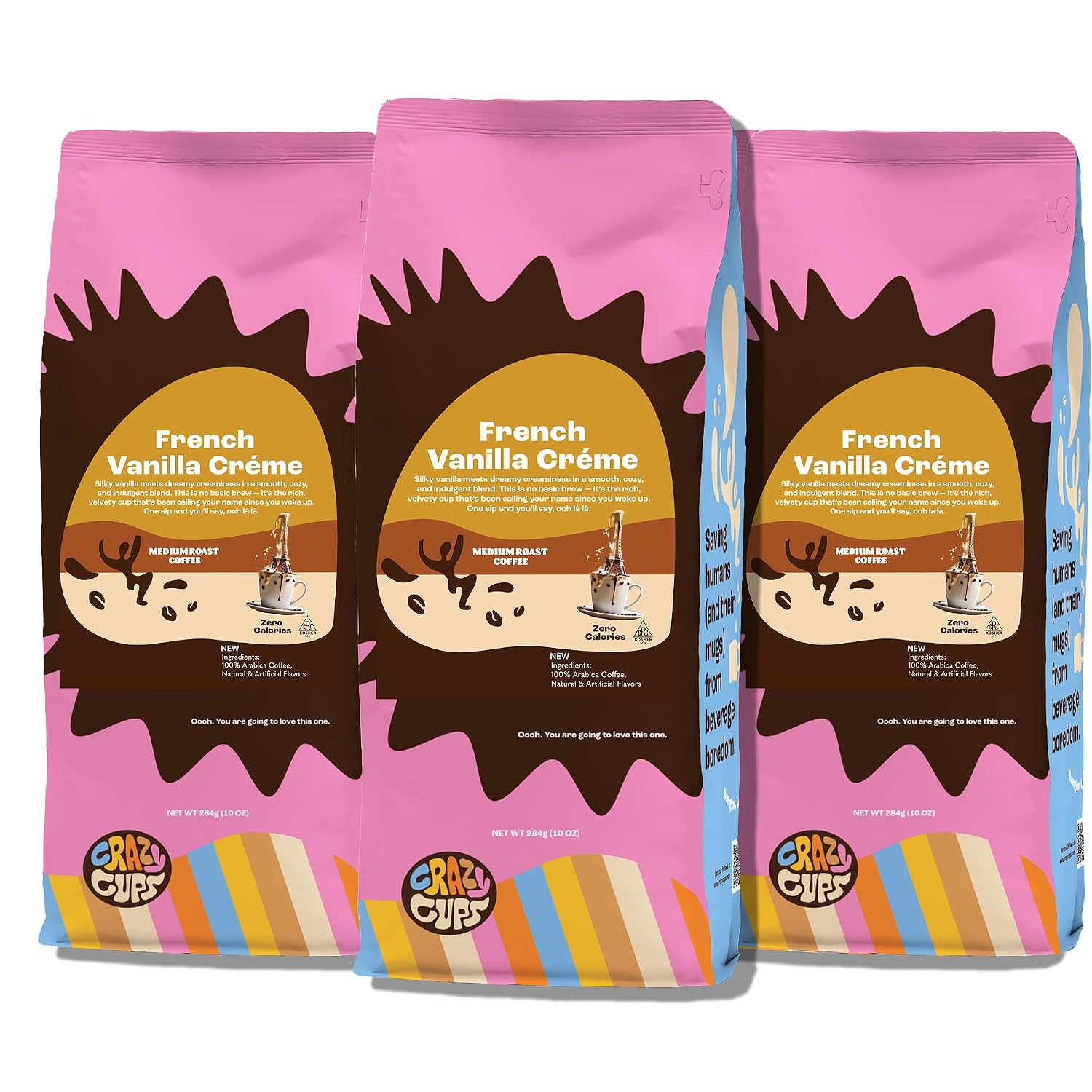 Crazy Cups Flavored Ground Coffee, Cinnamon French Toast, in 10 oz Bag, For Brewing Flavored Hot or Iced Coffee