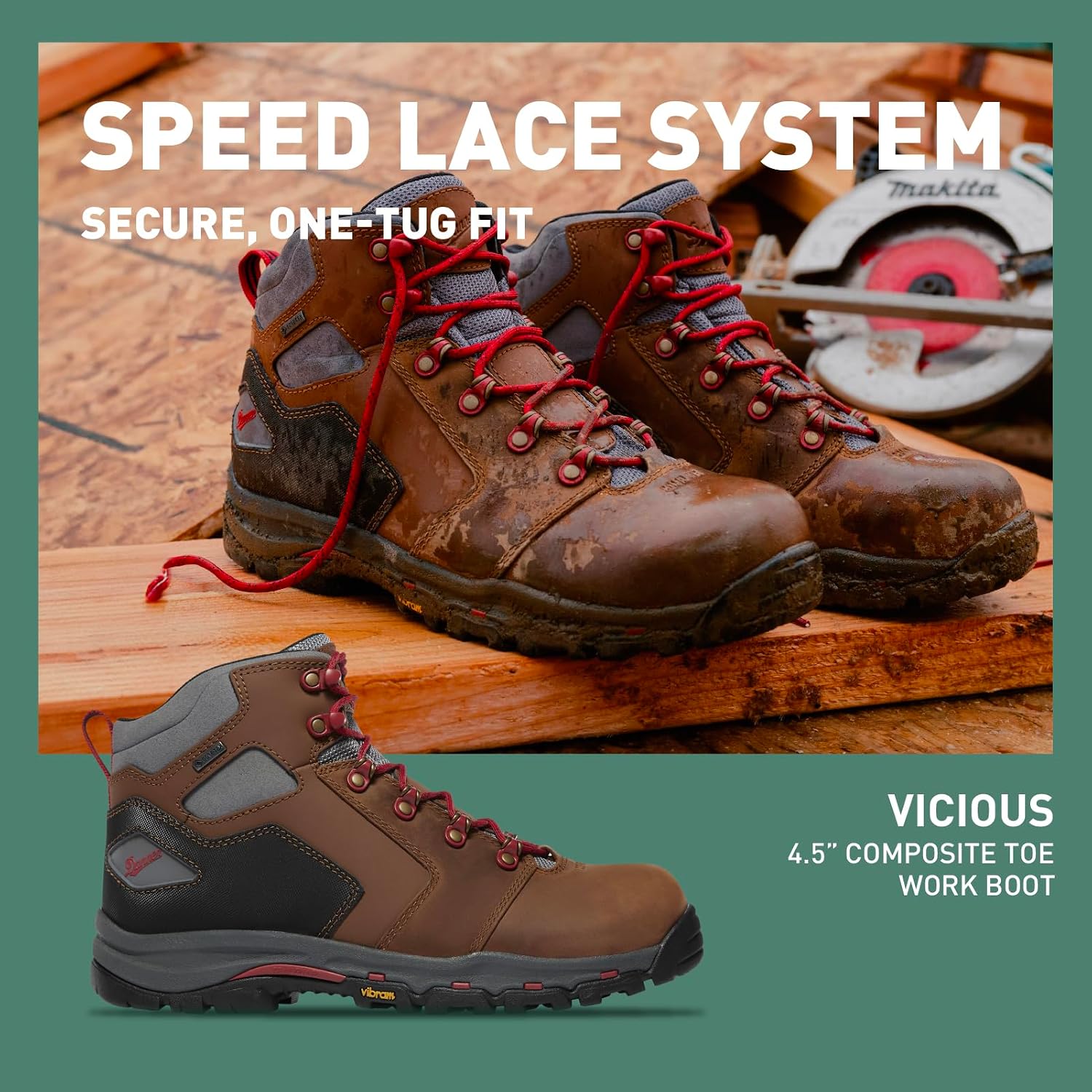 Danner Vicious Composite Toe Work Boots for Men, Waterproof, ASTM Approved | Composite Toe Boots for Men, For Electrical Hazard Work, Slip Resistant Grip, TPU Shank, Construction Boots