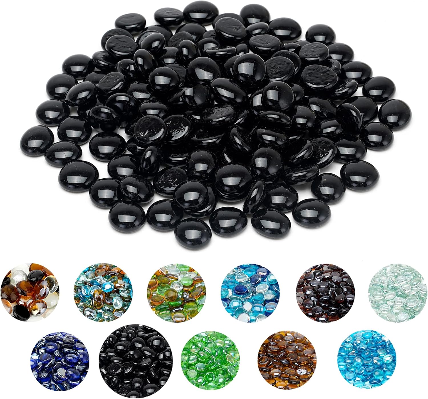 Skyflame 10-Pound Fire Glass Beads for Fire Pit Fireplace, Onyx Black