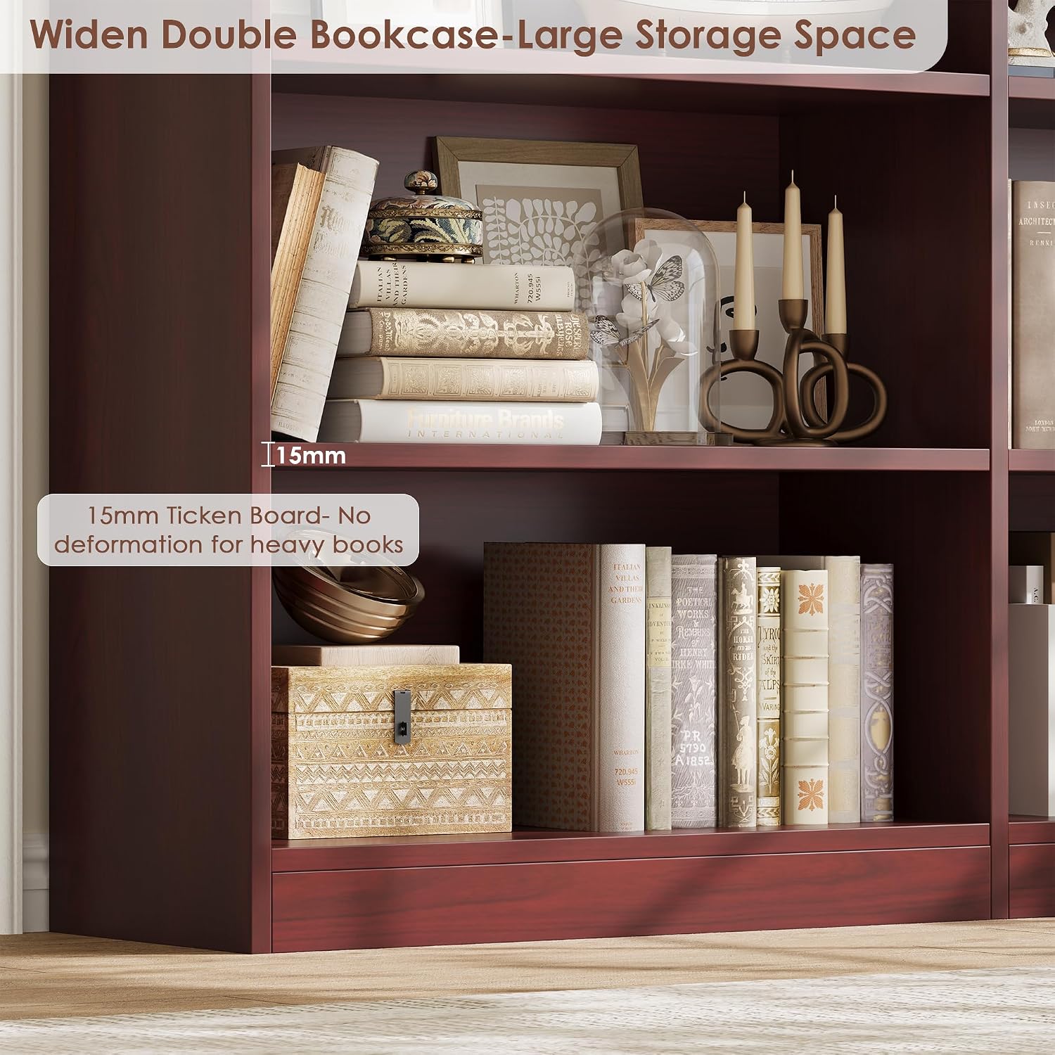 Bookshelf Tall Bookcase, 6-Tier Double Wide Bookshelves, White | Freestanding Display Storage Shelves, Tall and Large Book Shelves for Home Decor Bedroom, Living Room, Home Office, Library