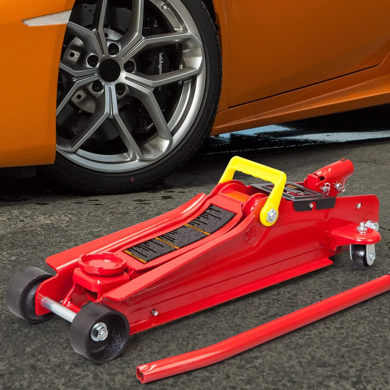 BIG RED AT84007R Torin Hydraulic Low Profile Service/Floor Jack with Dual Piston Quick Lift Pump, 4 Ton (8,000 lb) Capacity, Red