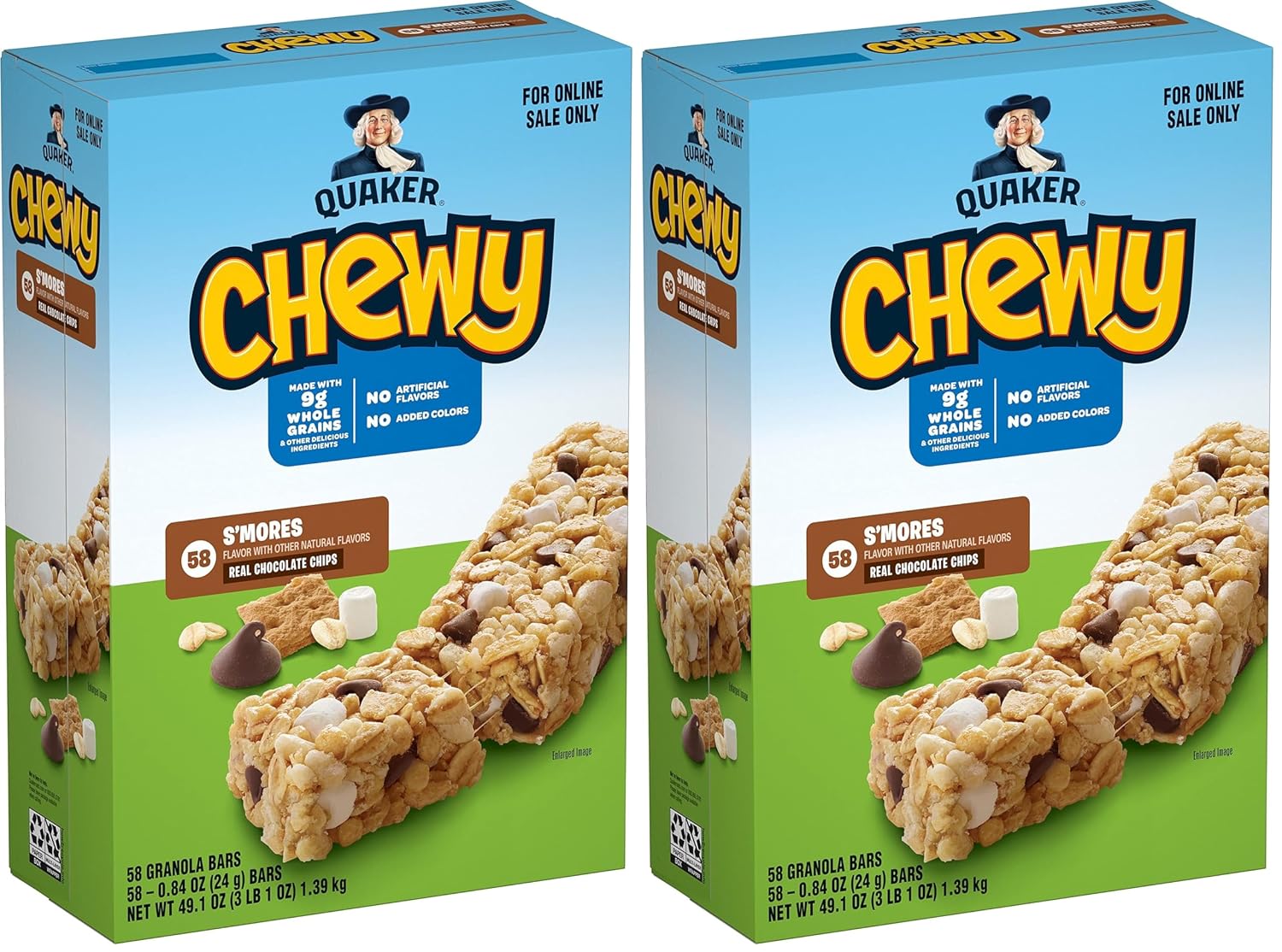 Quaker Chewy Granola Bars, Chocolate Chip, 58 Count - Packaging May Vary