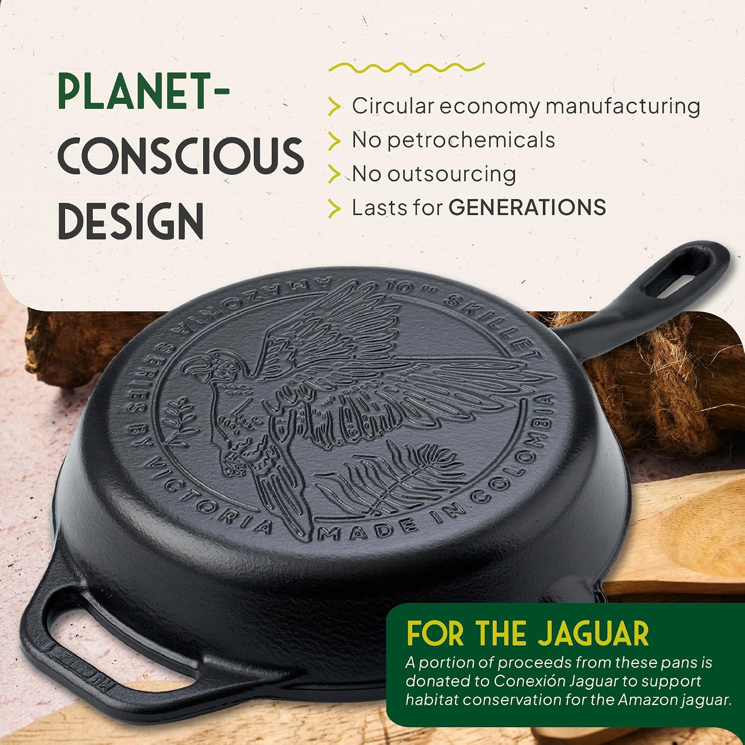 Victoria 10-Inch Cast Iron Skillet, Pre-Seasoned Cast-Iron Frying Pan with Long Handle, Made in Colombia | Pan with Long Handle, Made in Colombia