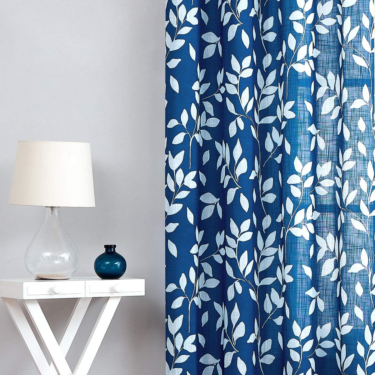 Leaf Semi Sheer Curtains for Bedroom Living Room 52x72" Taupe White Print 2