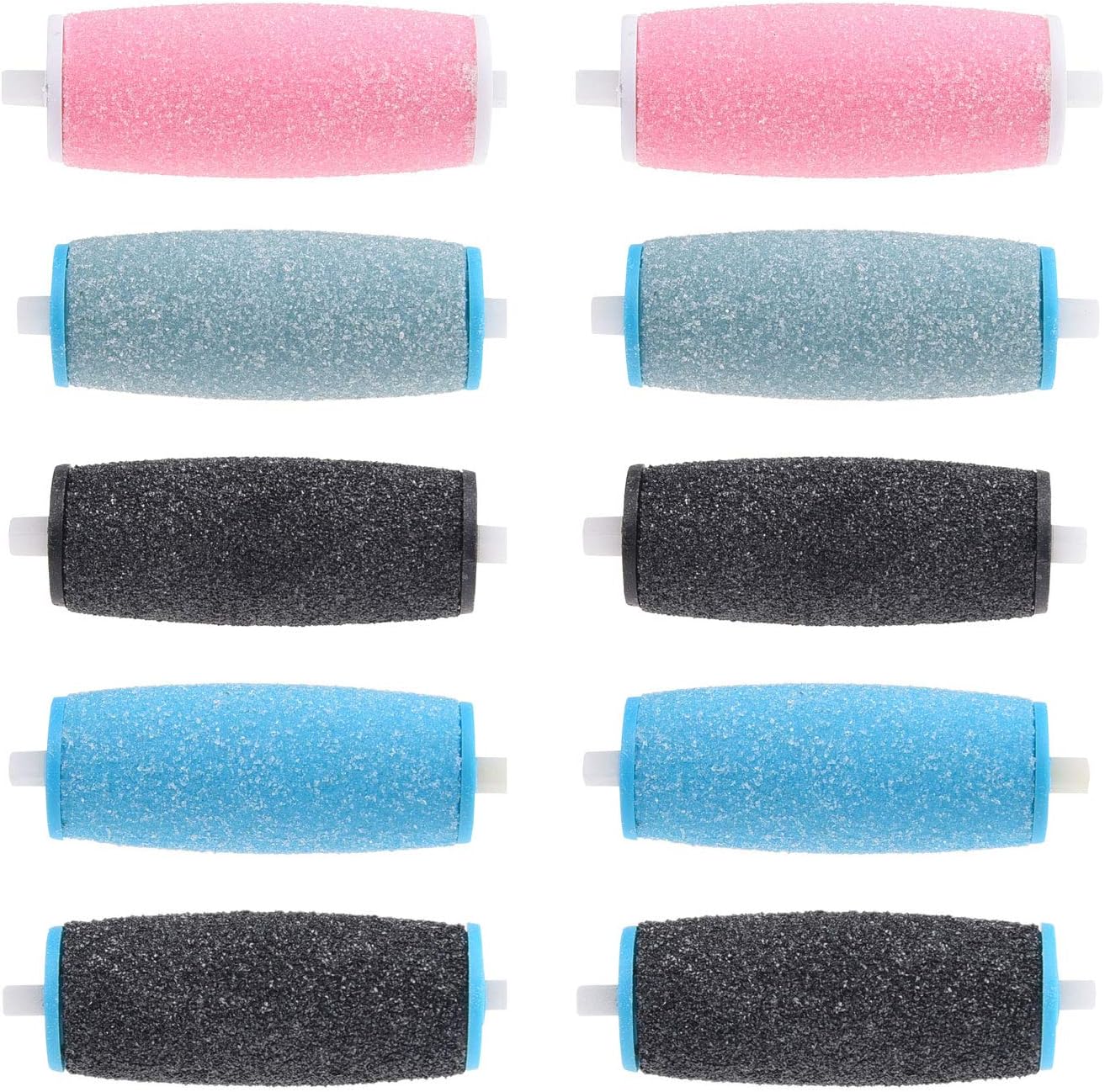 Compatible Replacement Roller Heads for Amope Pedi Perfect Electronic Foot File - Extra Coarse (4X) and Regular Coarse (6X) - Callus Removal