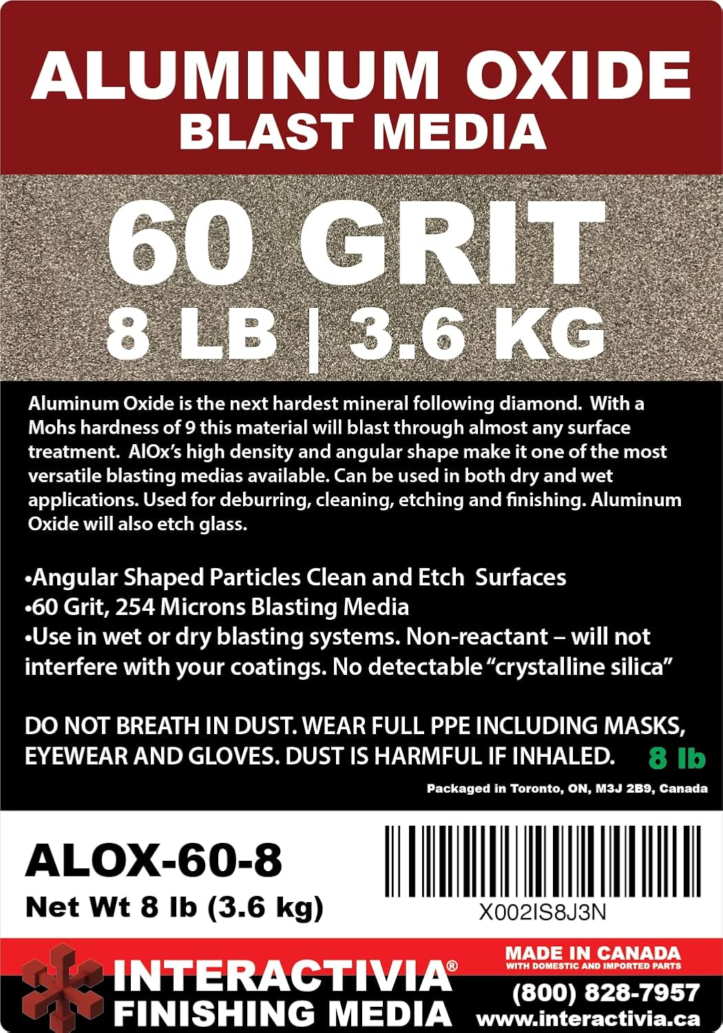 #80 Aluminum Oxide - 8 LBS - Medium Sand Blasting Abrasive Media for Blasting Cabinet and Blasting Guns.