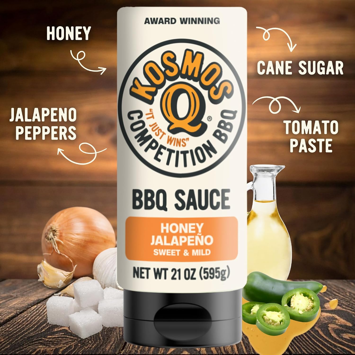 Kosmos Q Sweet Apple Chipotle BBQ Sauce, Tangy Natural Barbecue Sauce with Real Apples & Spicy Chipotle Peppers, Sweet & Spicy Glaze for Pork, Chicken, Ribs & More, Gluten Free, 15.5 Oz Bottle