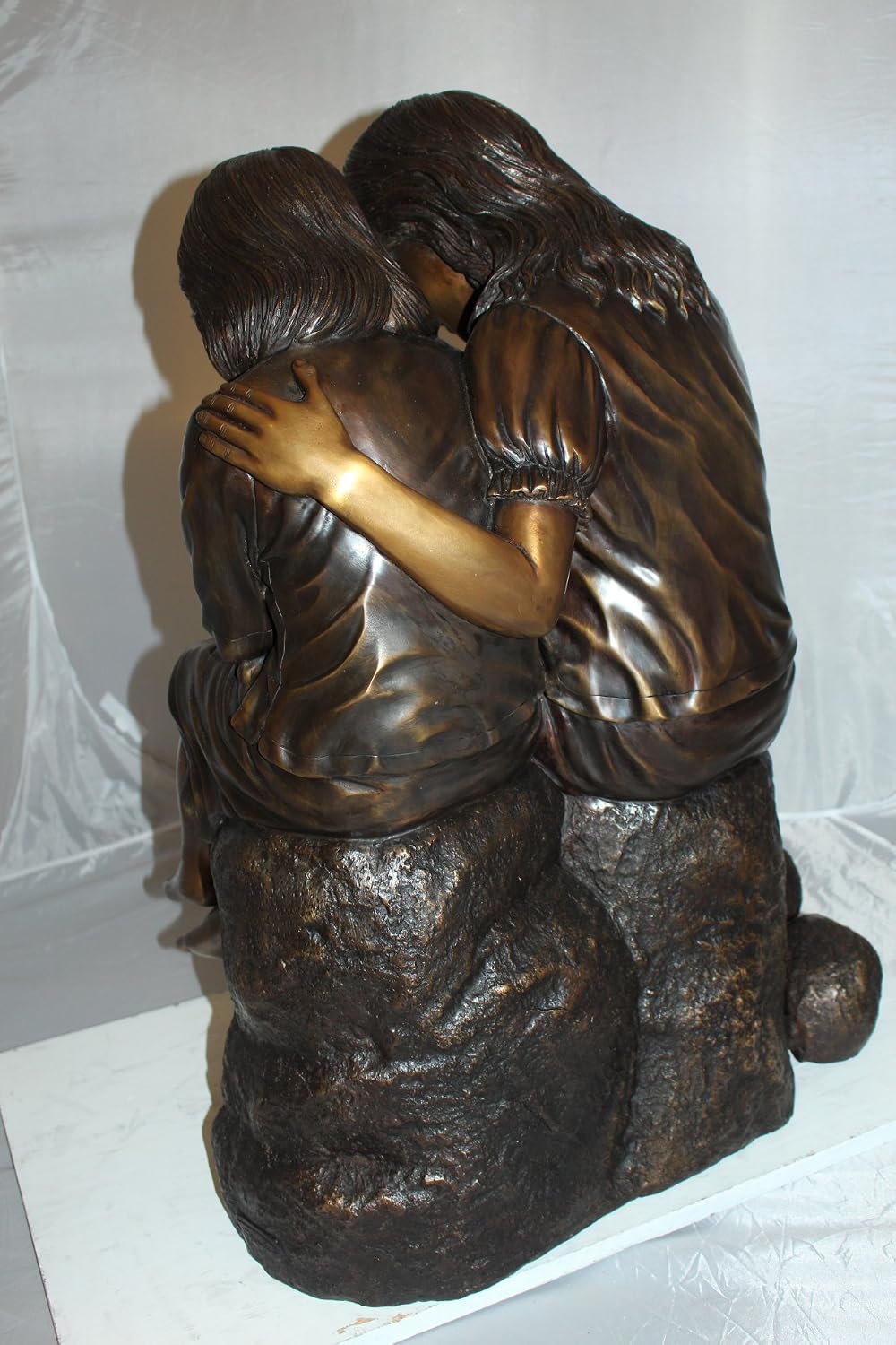 Nifao Two Children with Bird, Kids Medium Bronze Statue, 18"L x 26"W x 34"H