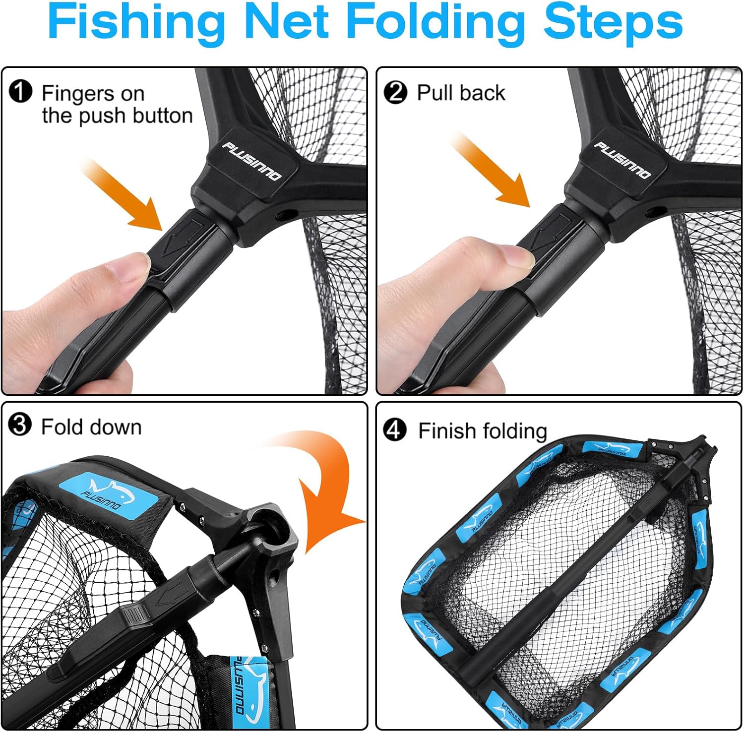 PLUSINNO Floating Fishing Net for Steelhead, Salmon, Fly, Kayak, Catfish, Bass, Trout Fishing