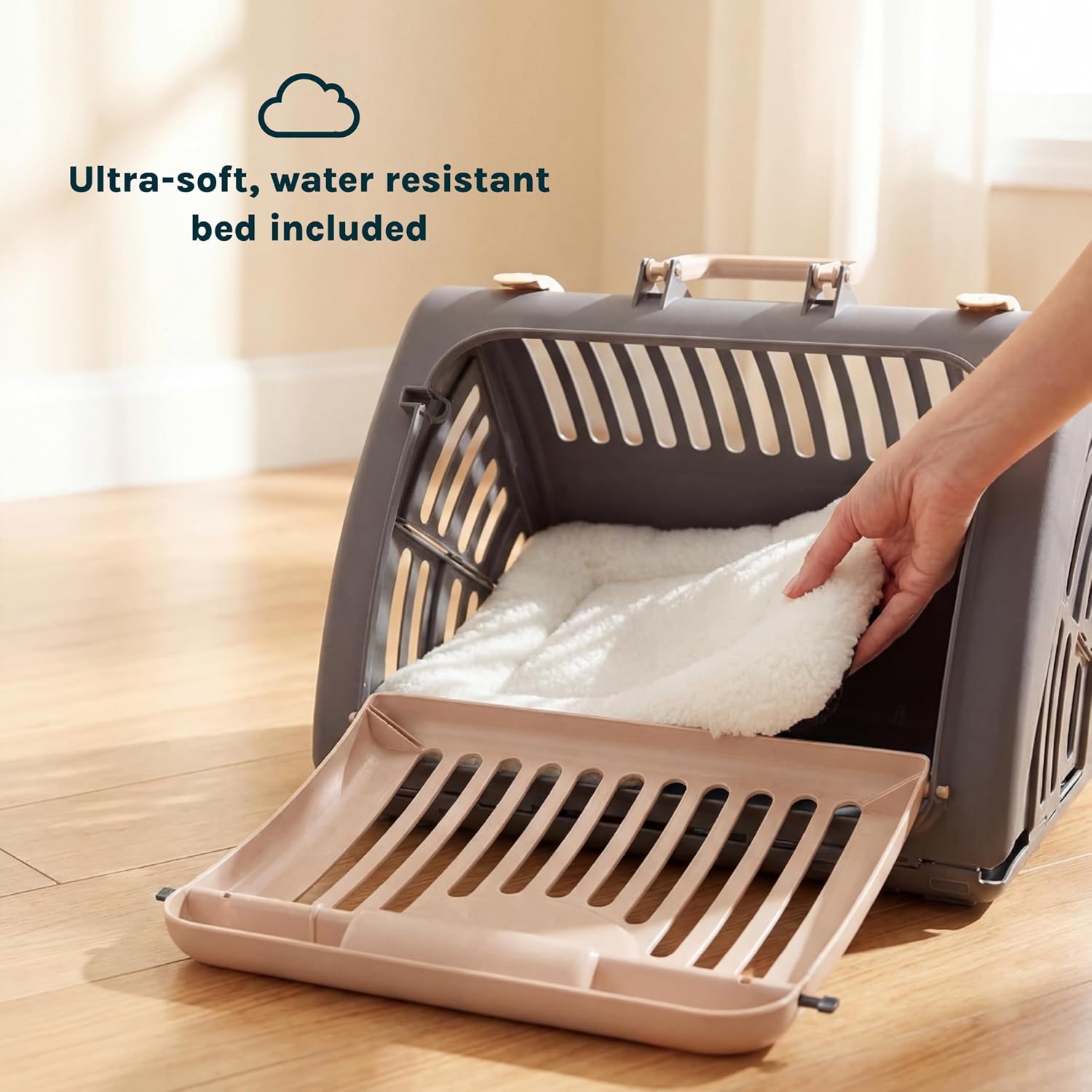 SportPet Large Hard-Sided Travel Cat Carrier - Cat Carrier with Patented Wide Side-Opening Door