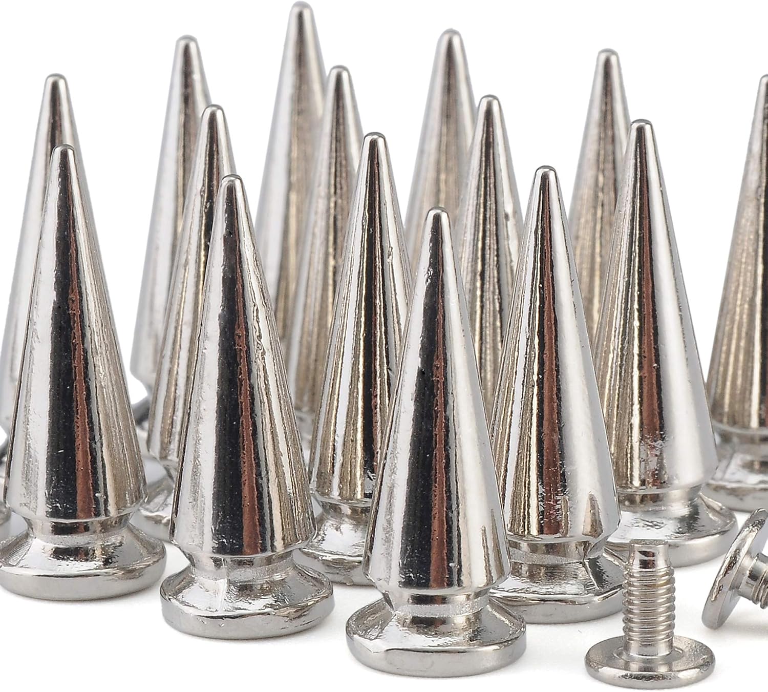 YORANYO 20 Sets 25MM Silver Color Metallic Spikes and Studs 1" Metal Bullet Cone Spikes Screw Back Large Punk Studs and Spikes for Clothing Shoes