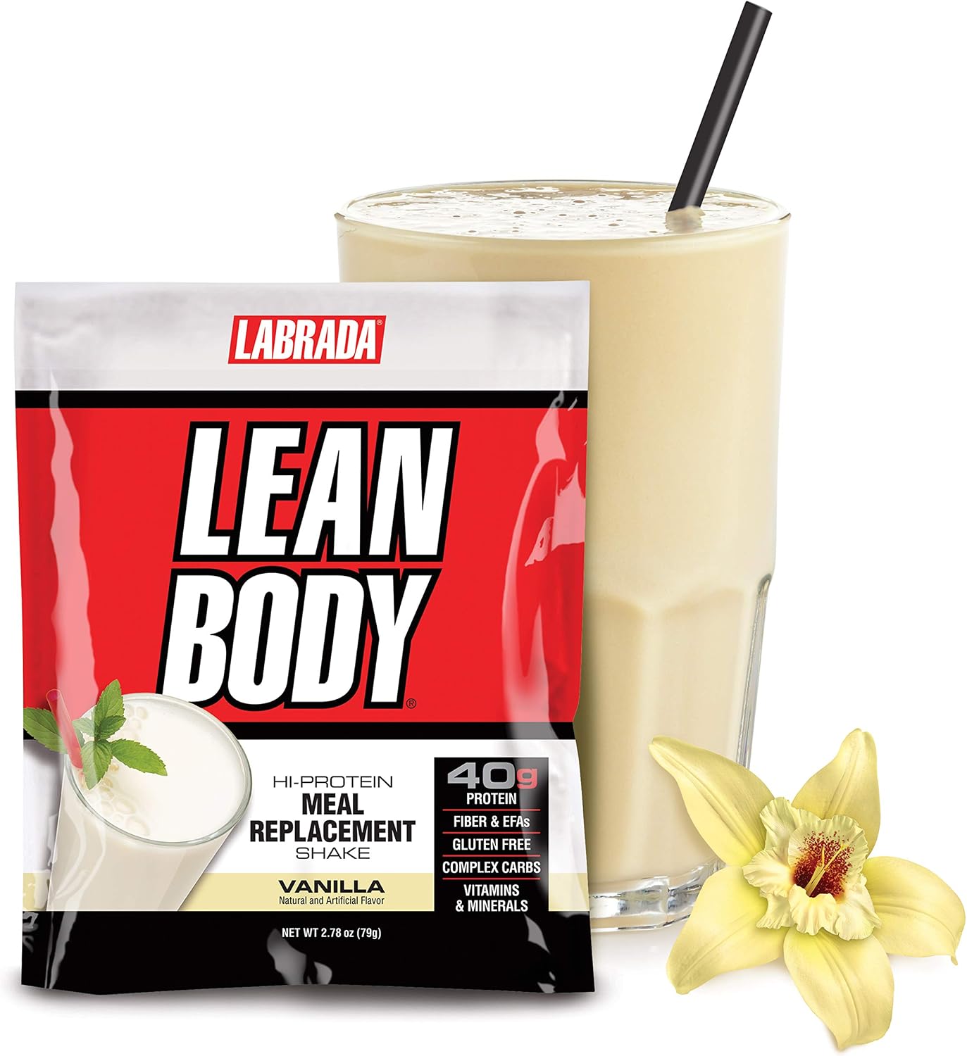 Labrada Nutrition Lean Body Hi-Protein Shake, Strawberry, 2.47-Pound Tub Strawberry Packaging May Vary
