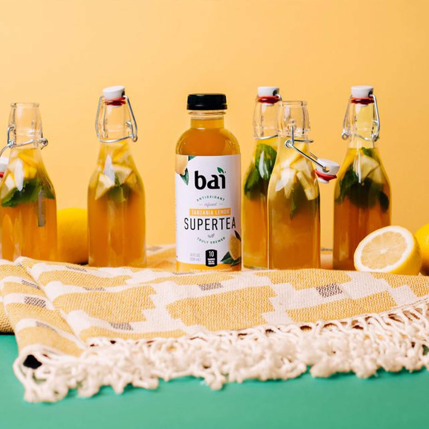 Bai Iced Tea, Narino Peach, Antioxidant Infused Supertea, Crafted with Real Tea (Black Tea, White Tea), 18 Fluid Ounce Bottles, 12 count