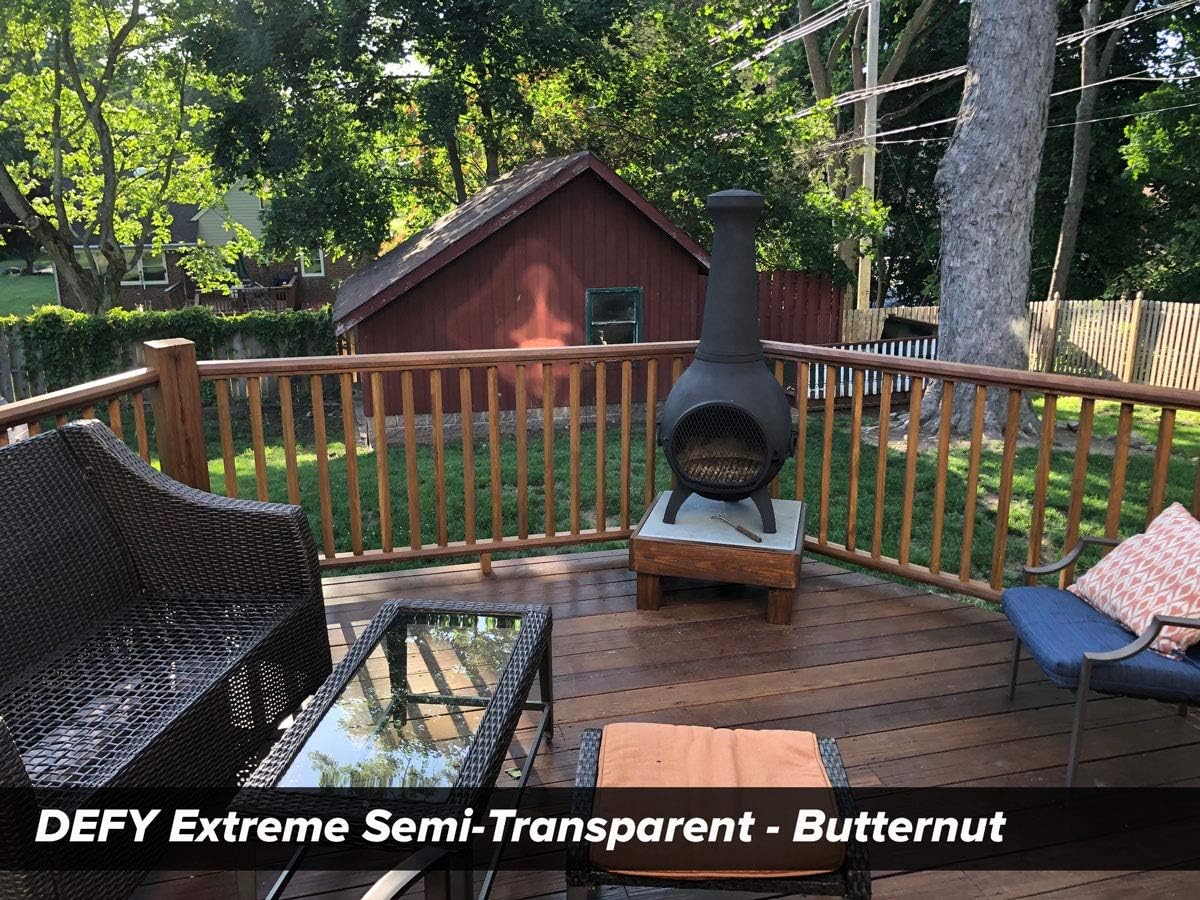 DEFY Extreme Wood Stain and Sealer in One - 1 Gallon Semi-Transparent Waterproof Coating for All Wood Types - Cedar Tone