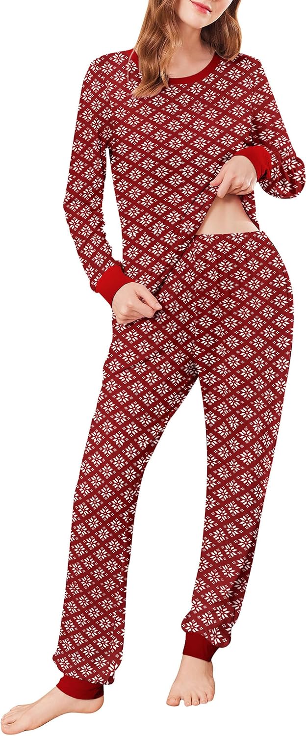 Ekouaer Womens Pajamas Sets Long Sleeve Tops with Jogger Pants