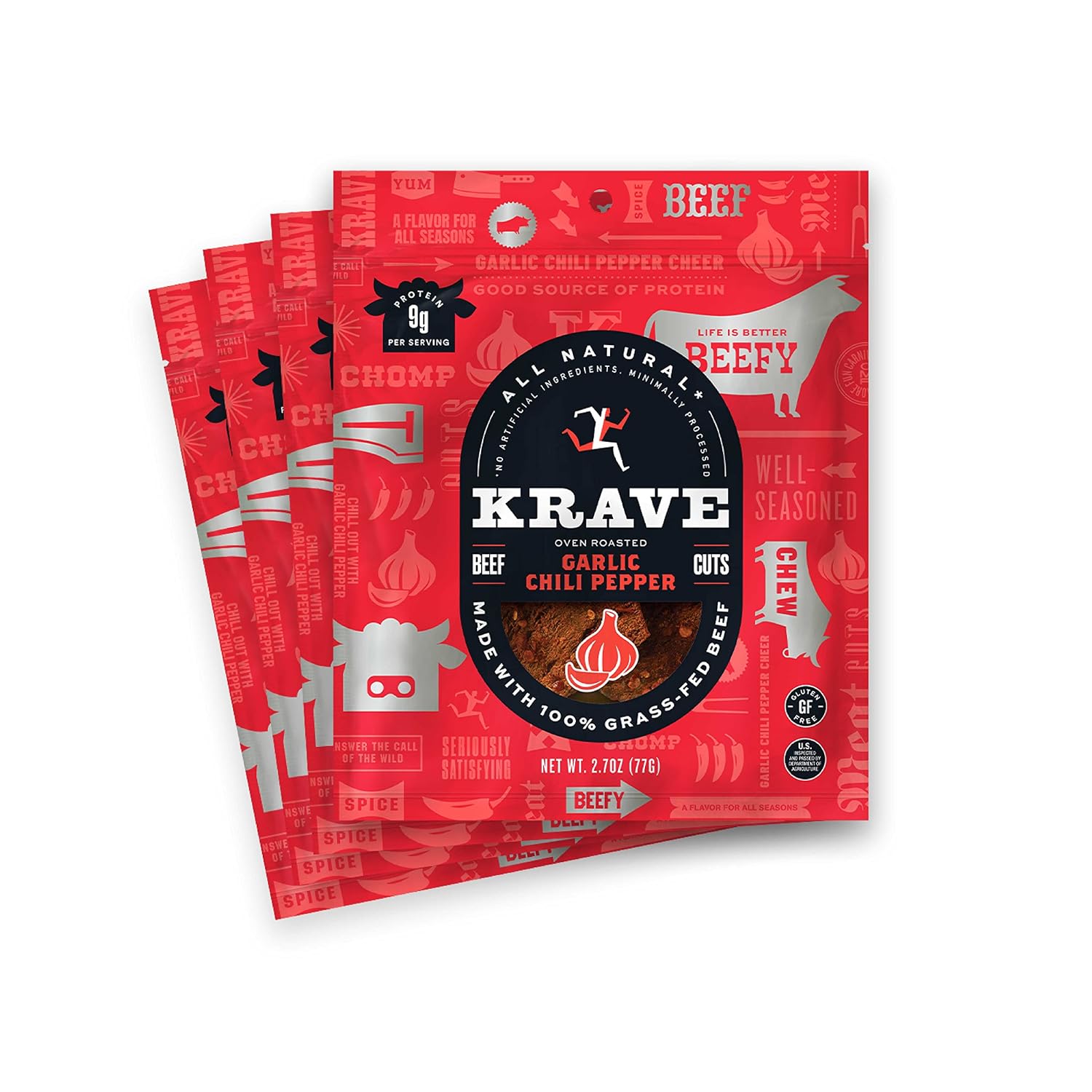 KRAVE All Natural Pork Jerky, Black Cherry BBQ - Protein Packed Snacks Roasted for Maximum Flavor - Premium Tender Meat Cuts - Gluten Free - 2.7 Ounce