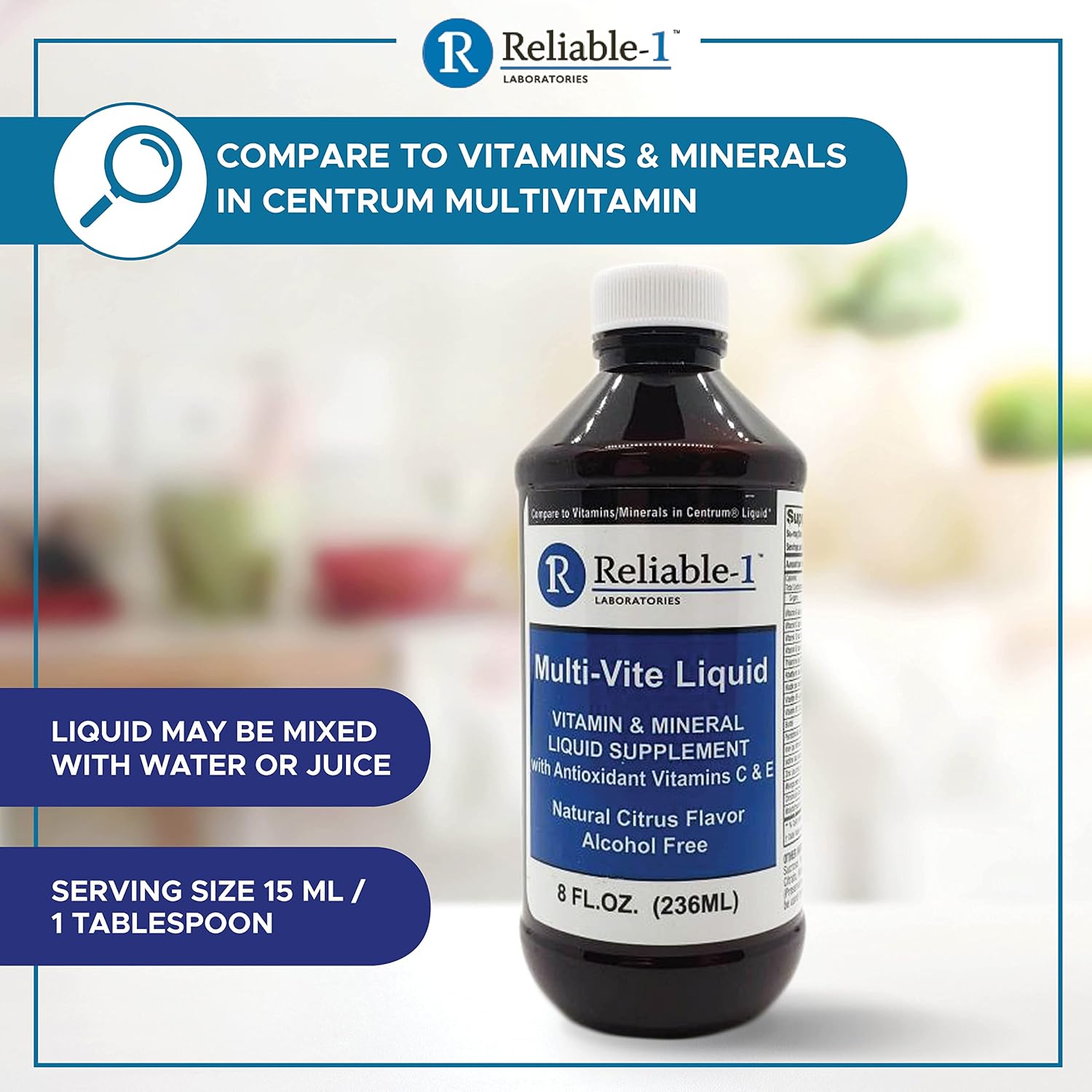 Reliable-1 Laboratories Multi-Vite Liquid Multivitamin for Adults Liquid Vitamins Antioxidant Supplement for Immunity