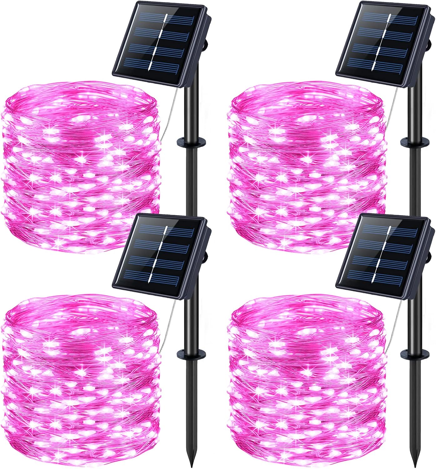 JMEXSUSS 2 Pack Solar String Lights Outdoor Total 66FT 200LED Fairy Lights | Outdoor Waterproof, 8 Modes Solar Christmas Lights for Outside Garden Tree Patio Yard Wedding Christmas Decorations, White