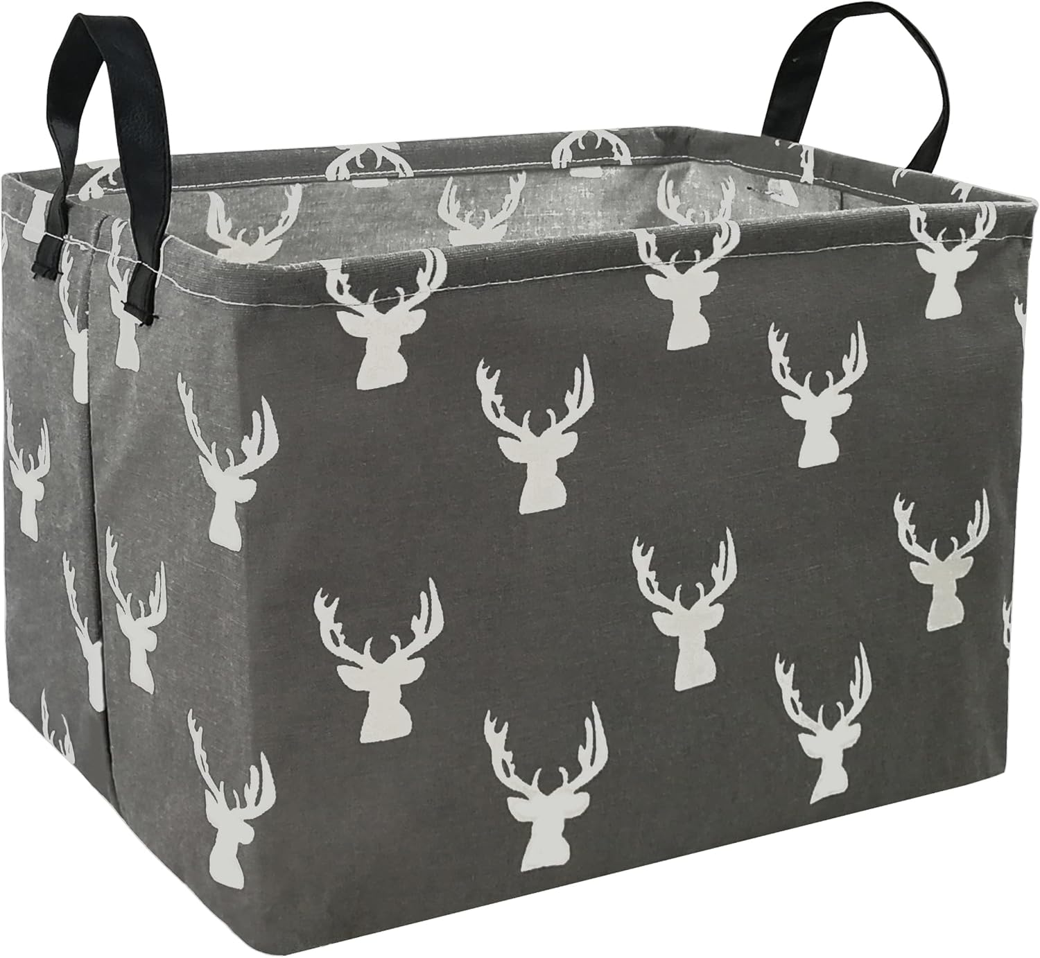 Kid Storage Basket Gift Shelf Basket Toy Storage Bin, Nursery Basket Organizer Box for Children Room Deco With Handles (Grey deer)