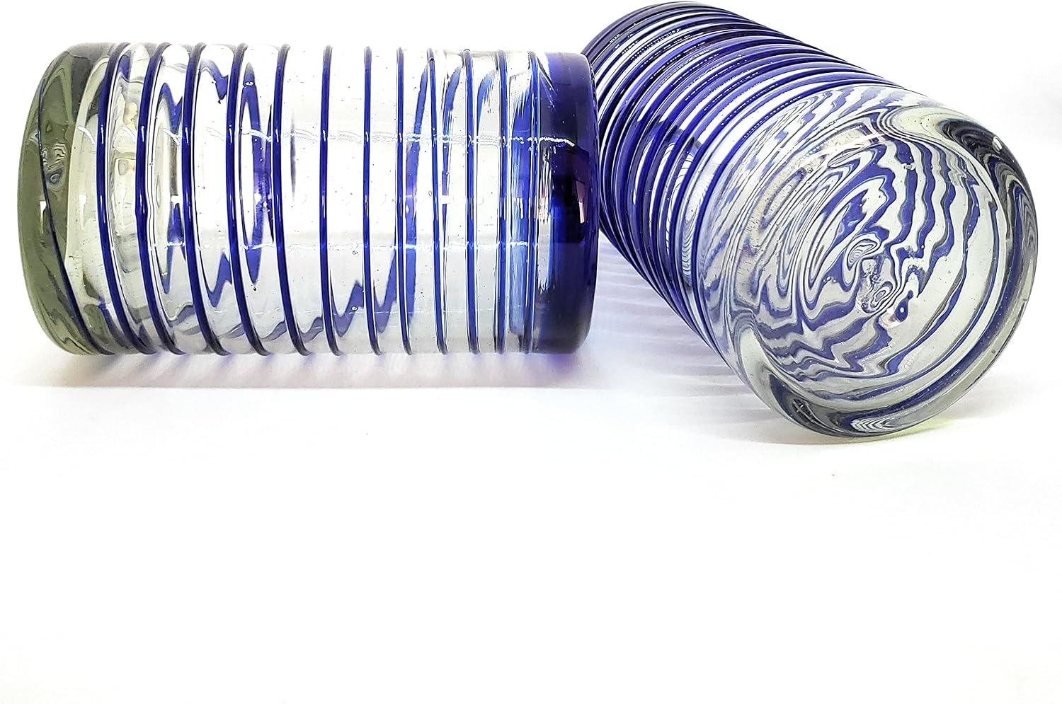 Cobalt Blue Spiral 14 oz Drinking Glasses (set of 6), Recycled Glass, Lead-free, Toxin-Free (Drinking)