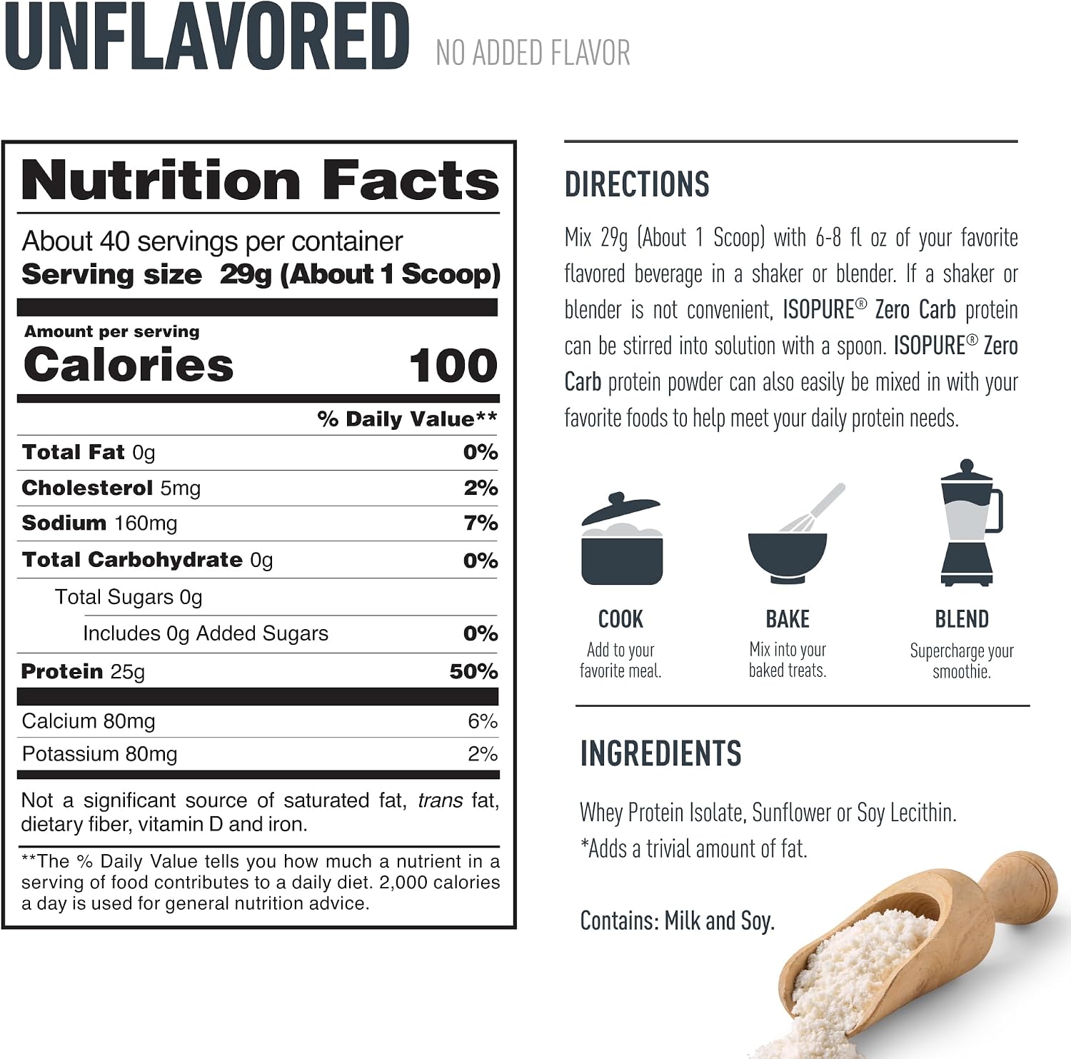 Isopure Zero Carb 100% Pure Whey Isolate Protein Powder, Gluten Free, with Vitamins, Unflavored, 25g Protein Per Serving, 3 lb | 25g Protein Per Serving, 100% Whey Protein Isolate, Gluten Free, with Added Vitamins for Immune Support & Muscle Recovery