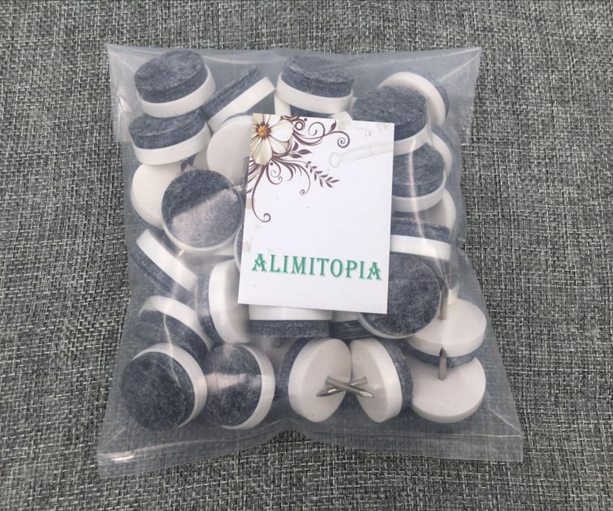 40pcs Furniture Felt Pad Heavy Duty Nail-on Chiar Slider Glide Pad Floor Protector for Wooden Furniture Chair Tables Leg Feet(Φ20mm or 0.8";Black)