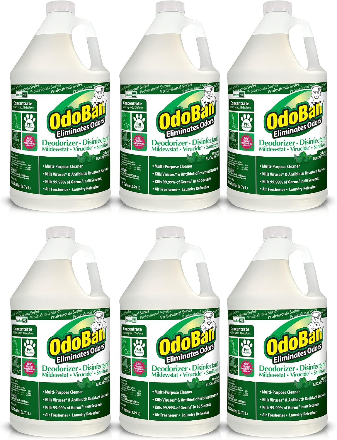 OdoBan Professional Disinfectant and Odor Eliminator Concentrate, 4 Gallons, Original Eucalyptus Scent
