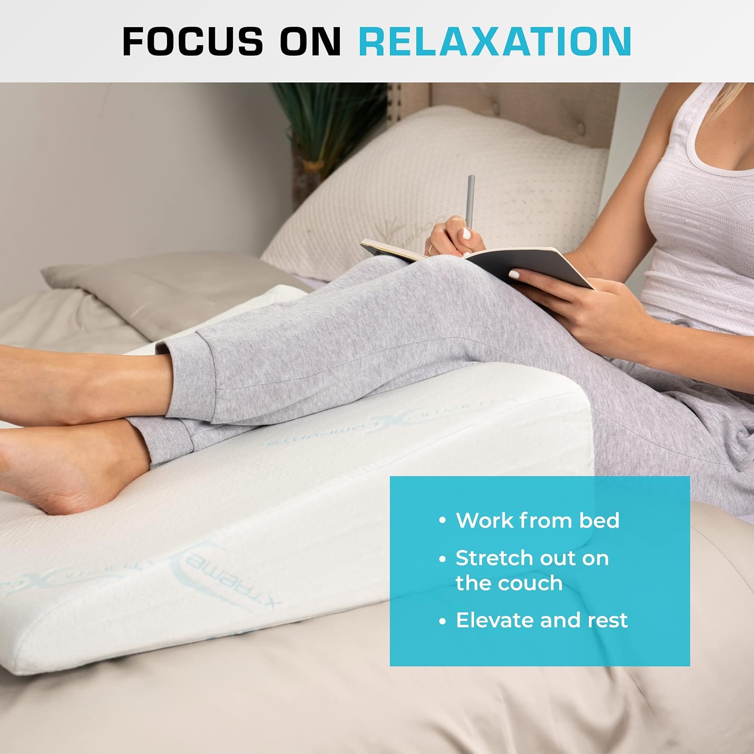 Xtreme Comforts Wedge Pillow Headboard | 7 Inch Bed Wedge Pillow Cushion for Sleeping, Reading, and Lounging | Multi-Use Support for Upright Rest