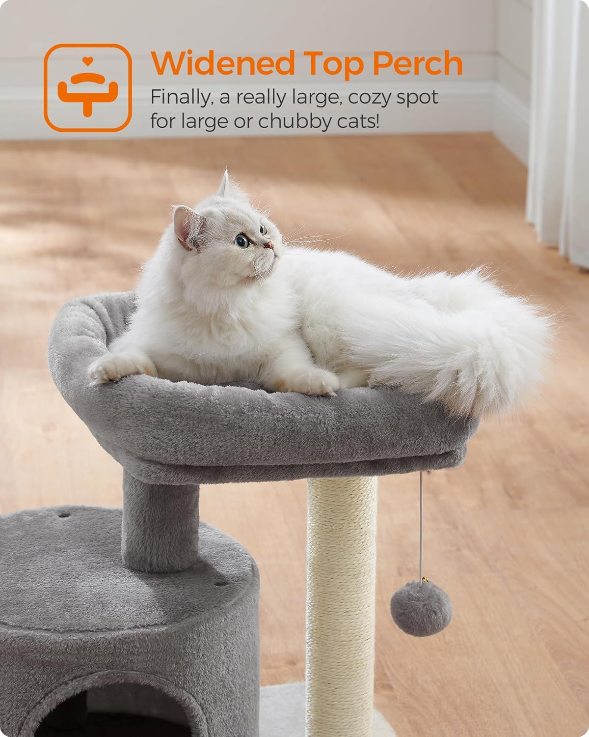 Feandrea Cat Tree, 18.5-in Small Cat Tower, Cute Kittens Condo, Smoky Gray