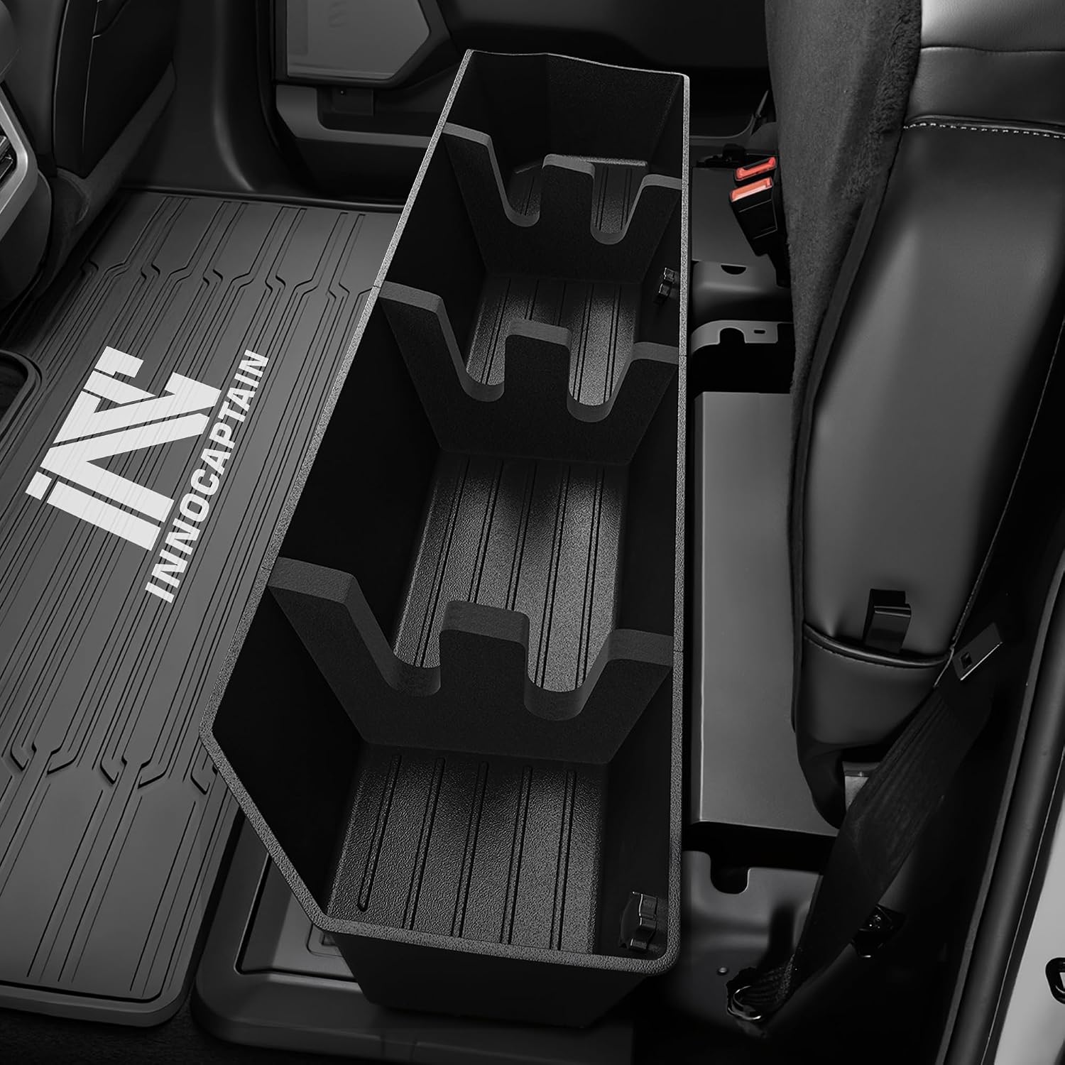 Rear Truck Underseat Storage Box, Fit 2017-2026 Ford F-250 F-350 Super Duty and 2015-2026 Ford F-150 SuperCrew Crew Cab Heavy Duty Rear Under Back Seat Box Organizer, Anti Slip