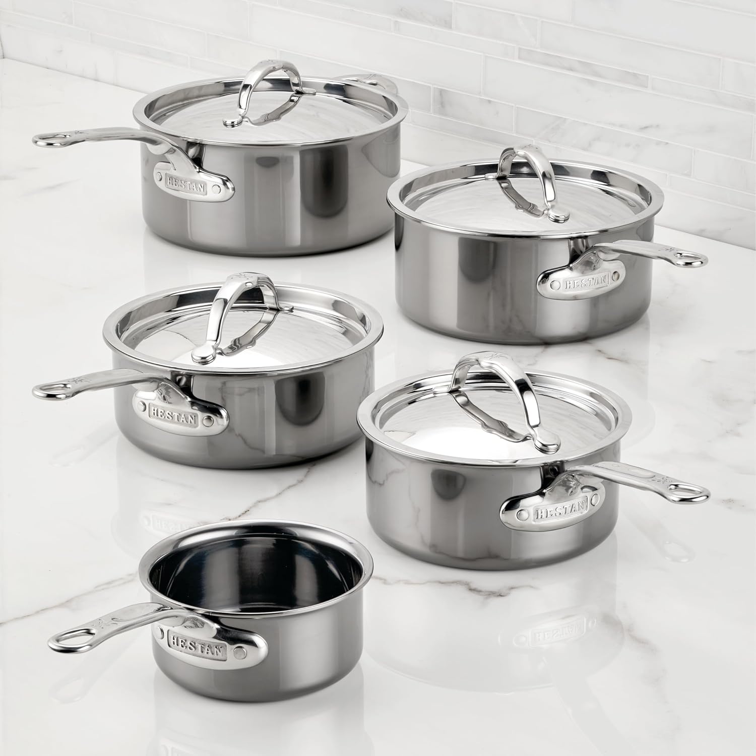 Hestan NanoBond Molecular Titanium Saucepan with Lid, 3-Quart - PFAS-Free Stainless Steel, 4x Stronger, 1050°F Oven Safe, Induction Compatible