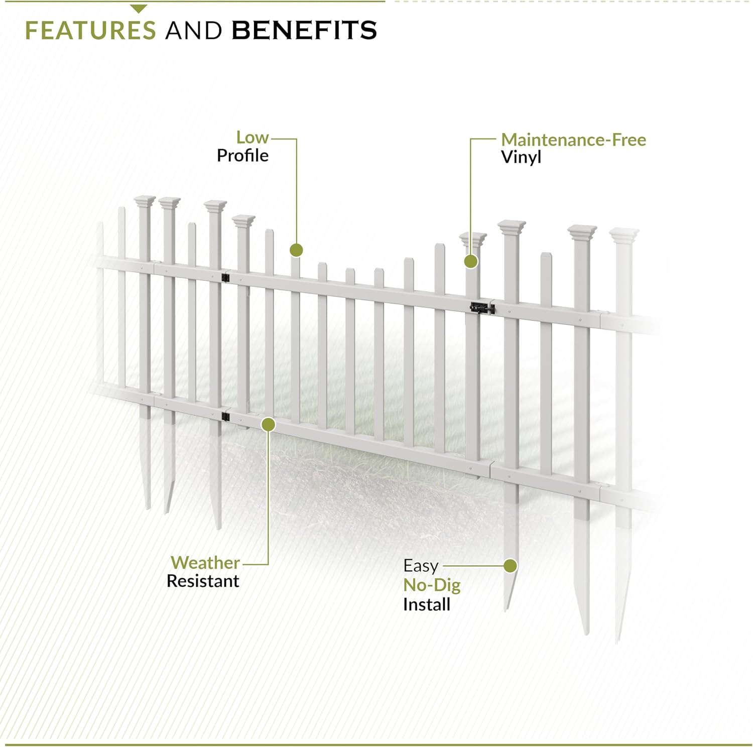 Zippity Washington Picket Gate, White Vinyl DIY No Dig Kit