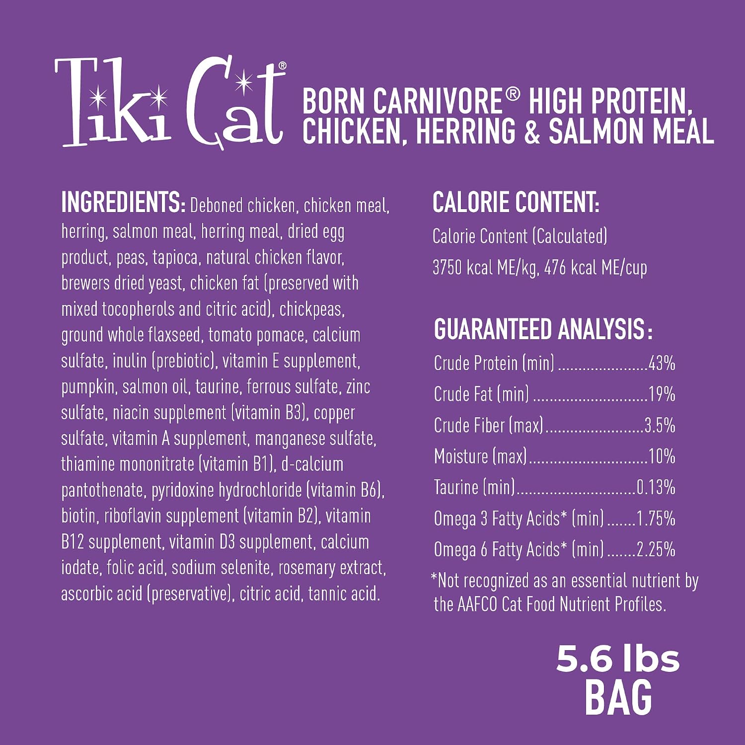 Tiki Cat Born Carnivore Dry Cat Food, Deboned Chicken & Egg, 2.8 lbs. Bag