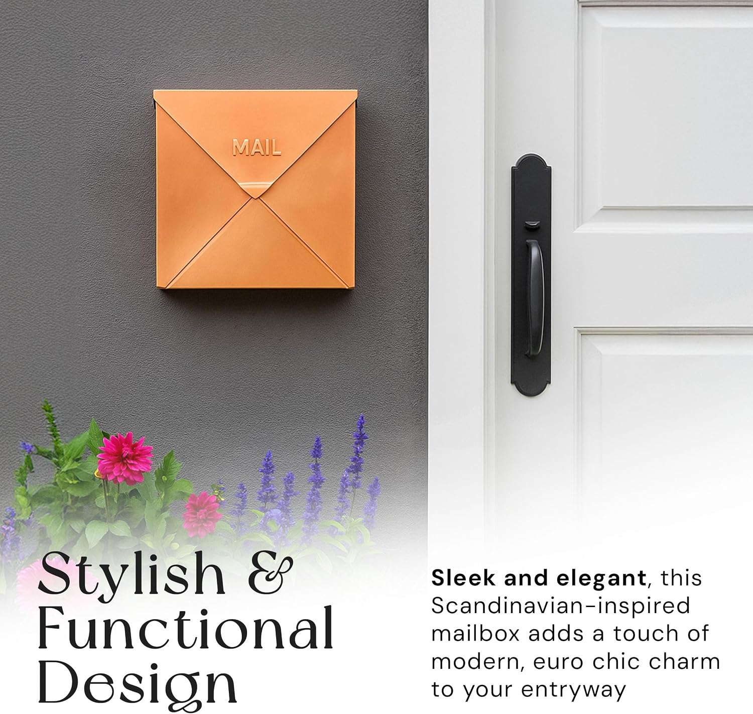 NACH Mailboxes for Outside Wall Mount, 10 x 10 x 4 inch Black Mailbox, Waterproof Mailboxes for Outside - Chicago Style Mail Box