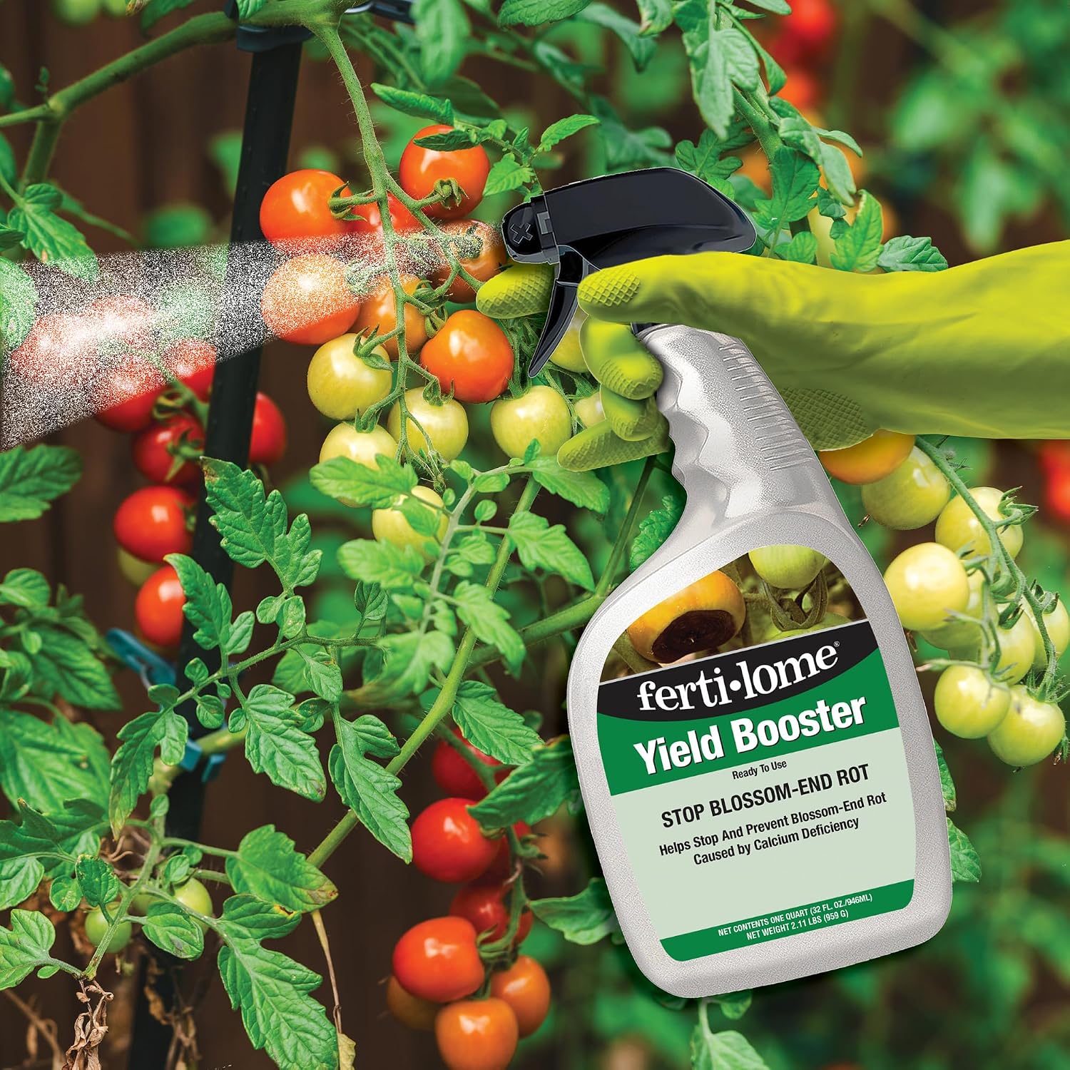 Fertilome (10607) Yield Booster Calcium Blossom End Rot Spray, 16 oz | Calcium foliar spray - Stops blossom end rot & helps set fruit on tomatoes - Vegetable gardeners