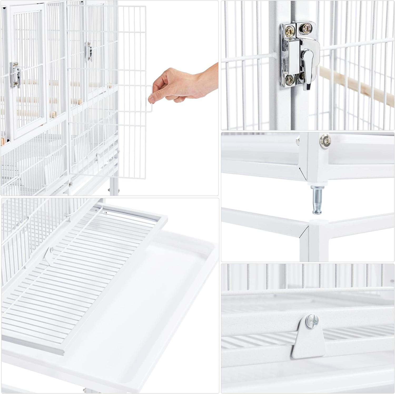 Yaheetech 41.5" Stackable Divided Breeder Breeding Parakeet Bird Cage for Canaries Cockatiels Lovebirds Finches Budgies Small Parrots with Rolling