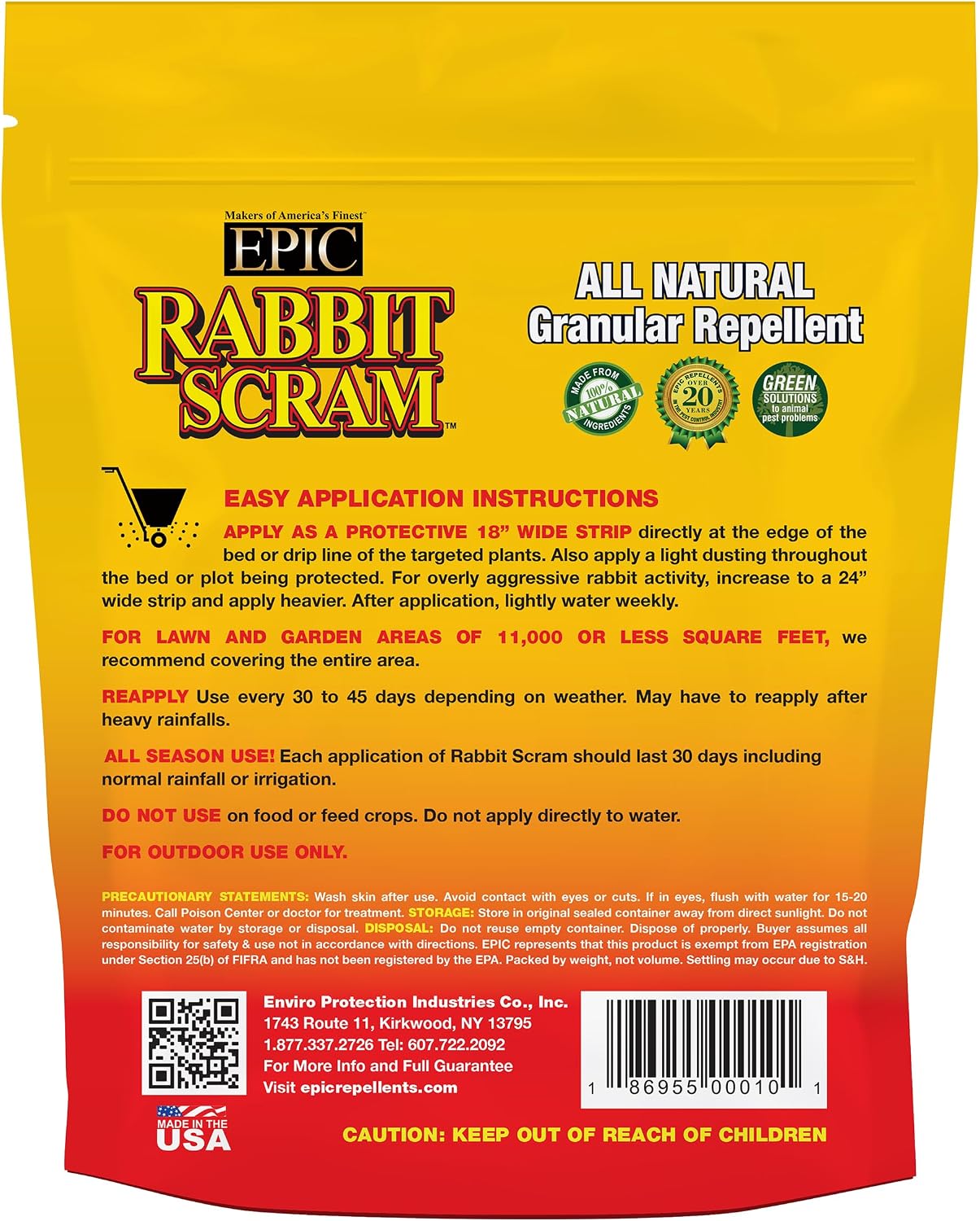 Rabbit Scram All Natural Granular Repellent - All-Natural, Animal, People and Pet Safe Granule (2.5 lb Shaker)