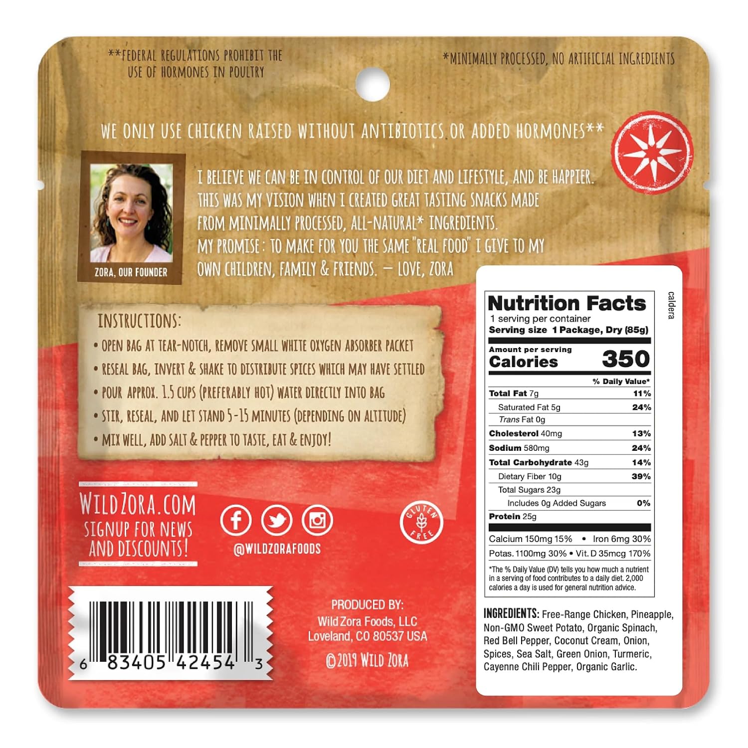 Wild Zora Paleo Freeze Dried Meals for Backpacking & Camping - Healthy Gluten Free & Grain Free Camping Meals/Backpacking Food + No Added Sugar - Great for Travel (Cliffside Coconut Berry 2-Pack)